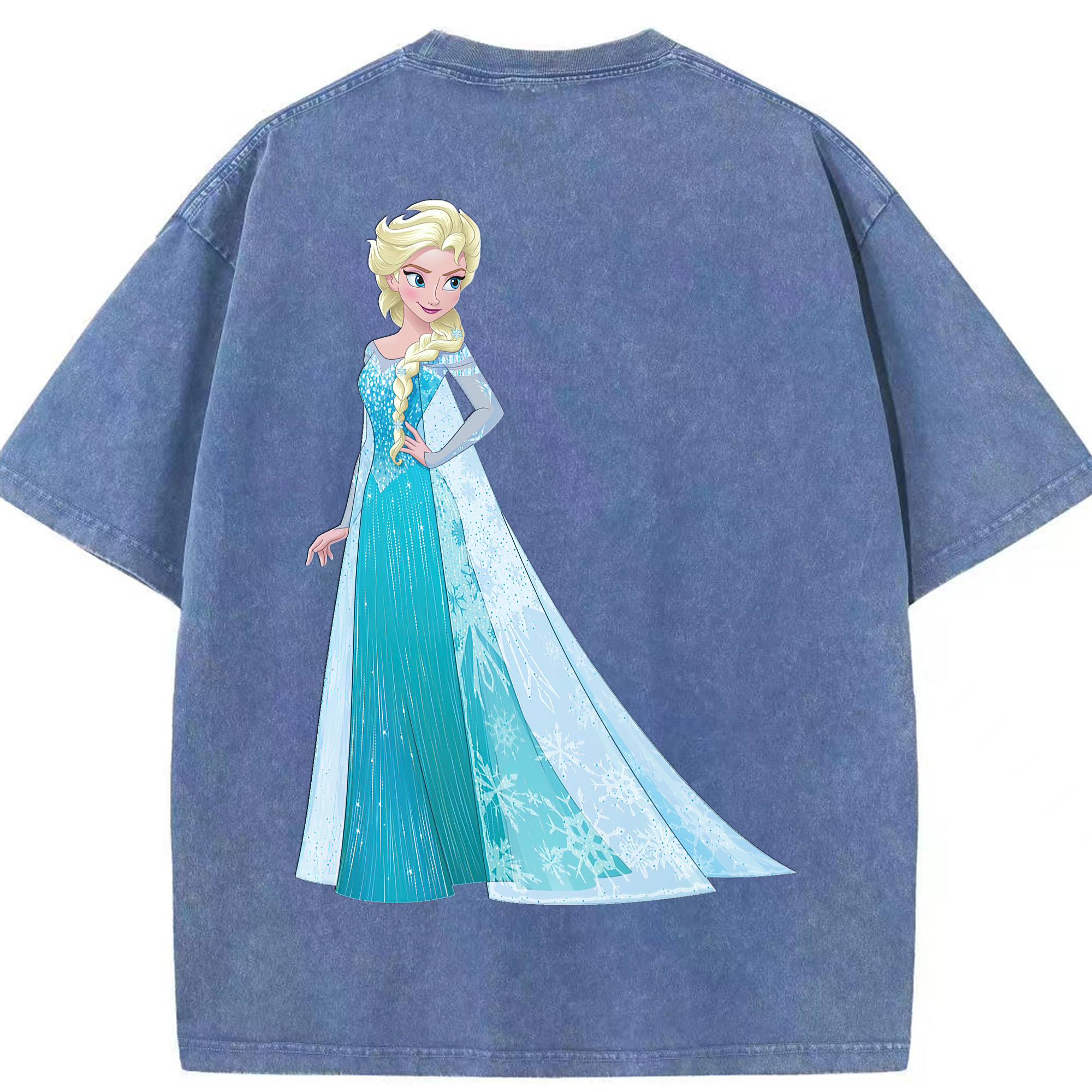 （画像用） アナと雪の女王 アンナ エルサ Frozen Anna Elsa 綿100% ヴィンテージ風 半袖Tシャツ（背面プリント）