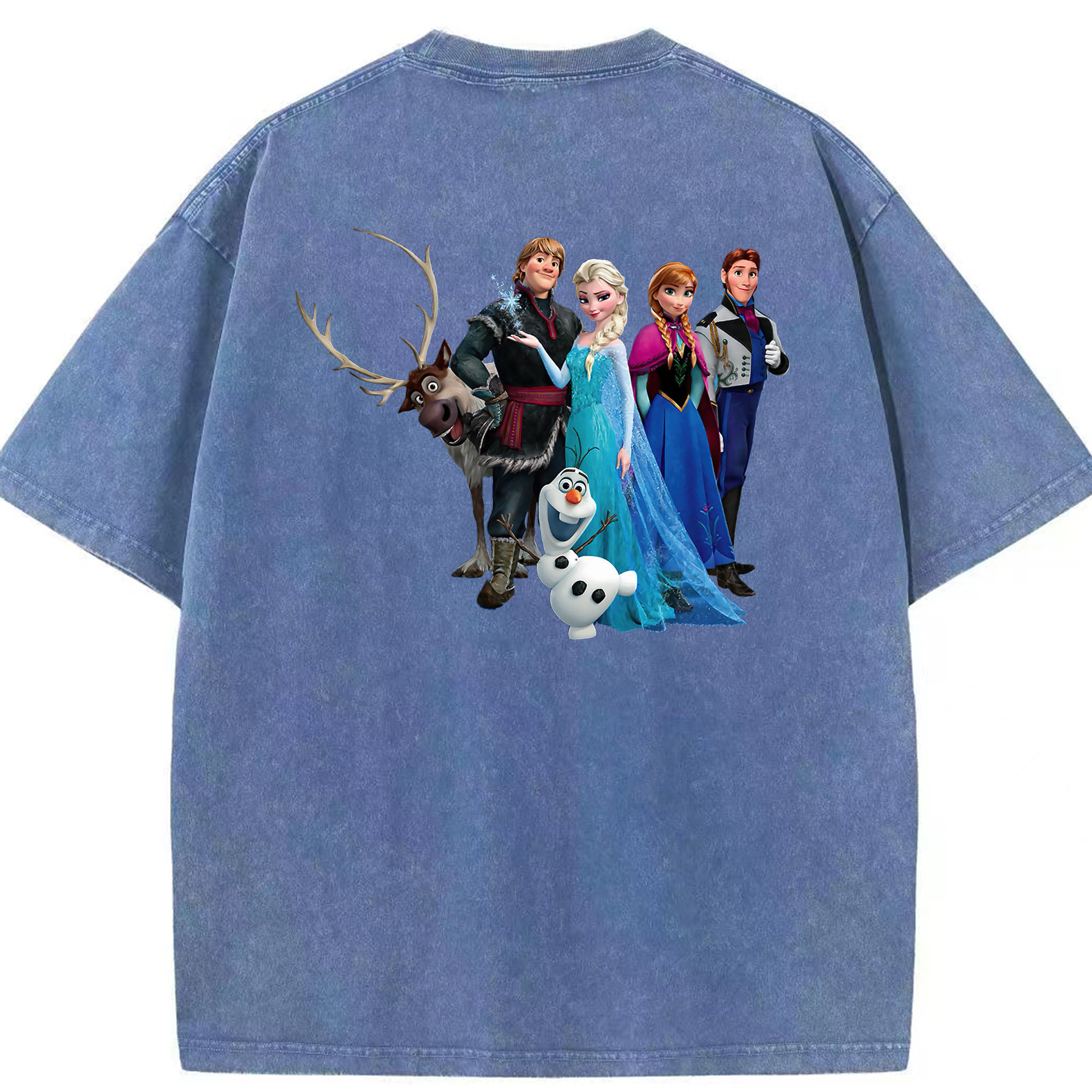 （画像用） アナと雪の女王 アンナ エルサ Frozen Anna Elsa 綿100% ヴィンテージ風 半袖Tシャツ（背面プリント）