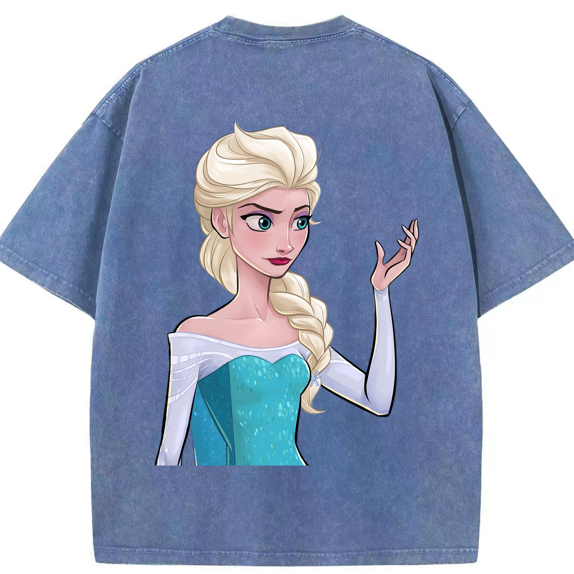 （画像用） アナと雪の女王 アンナ エルサ Frozen Anna Elsa 綿100% ヴィンテージ風 半袖Tシャツ（背面プリント）