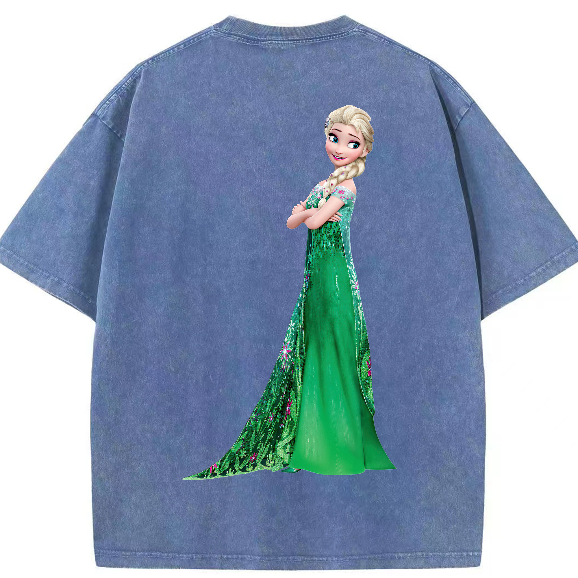 （画像用） アナと雪の女王 アンナ エルサ Frozen Anna Elsa 綿100% ヴィンテージ風 半袖Tシャツ（背面プリント）