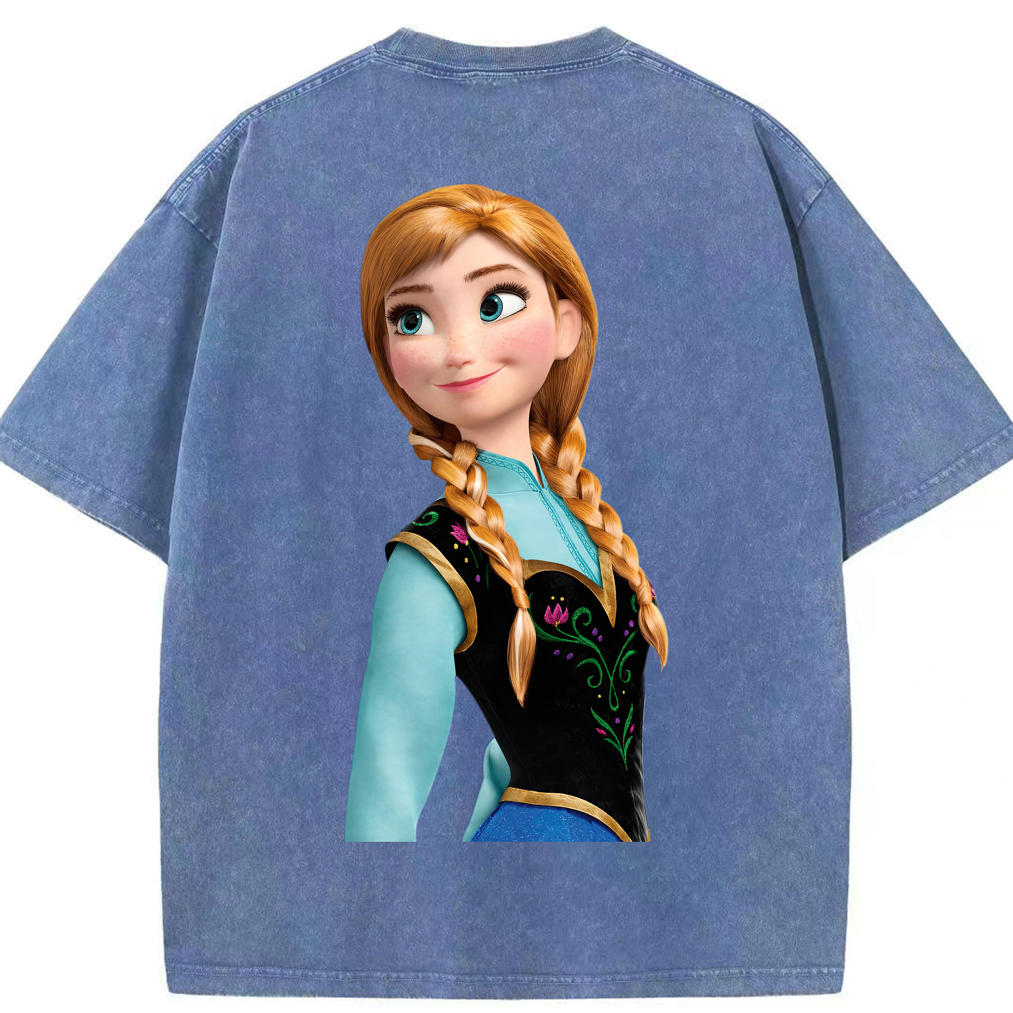 （画像用） アナと雪の女王 アンナ エルサ Frozen Anna Elsa 綿100% ヴィンテージ風 半袖Tシャツ（背面プリント）