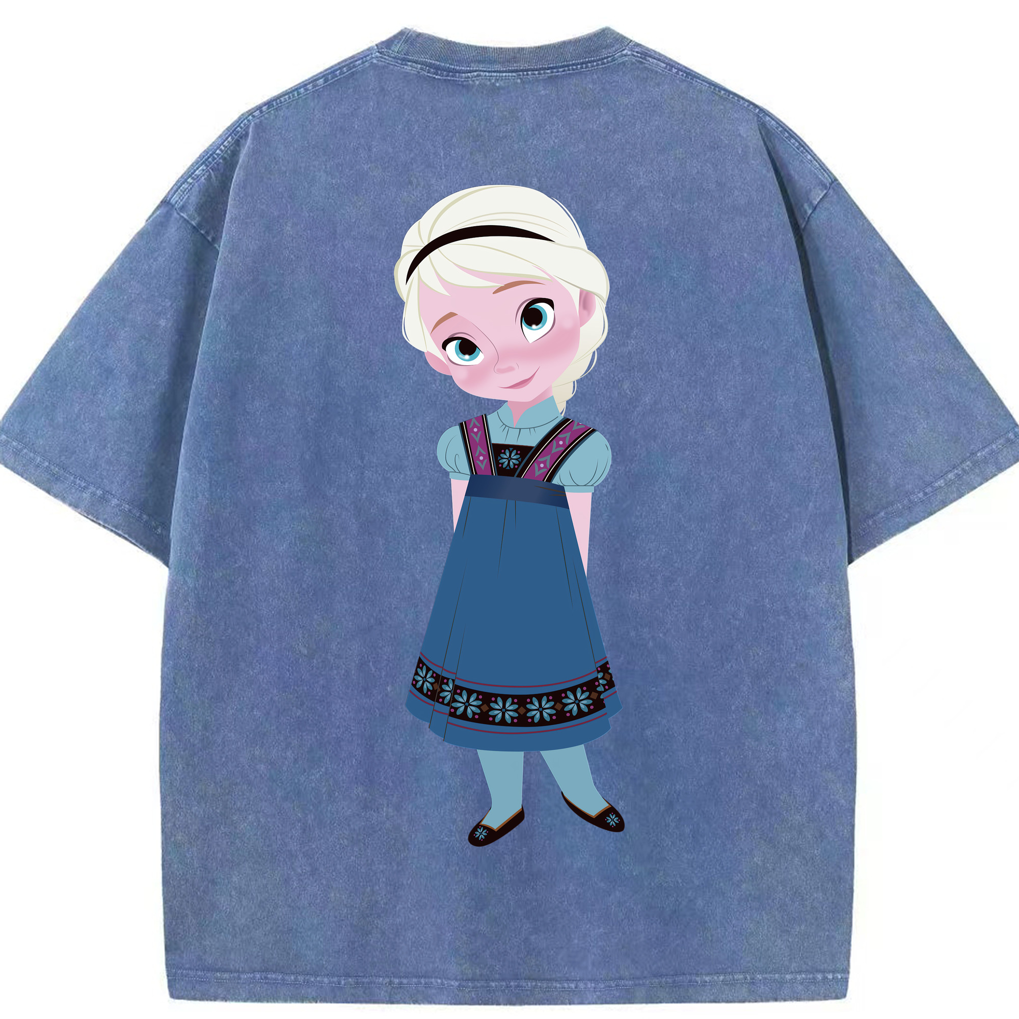 （画像用） アナと雪の女王 アンナ エルサ Frozen Anna Elsa 綿100% ヴィンテージ風 半袖Tシャツ（背面プリント）