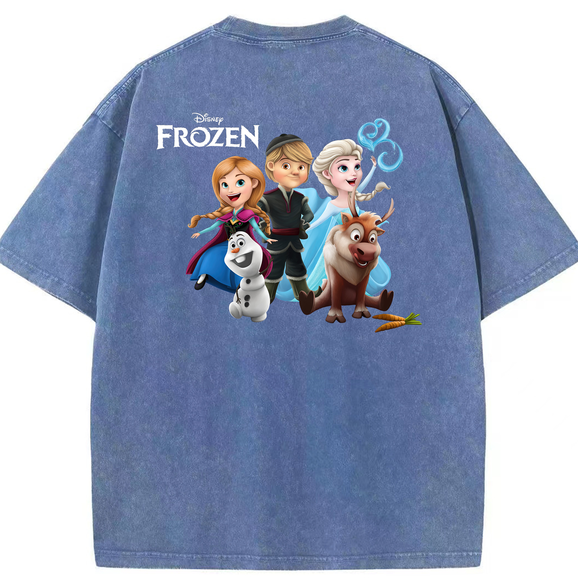 （画像用） アナと雪の女王 アンナ エルサ Frozen Anna Elsa 綿100% ヴィンテージ風 半袖Tシャツ（背面プリント）
