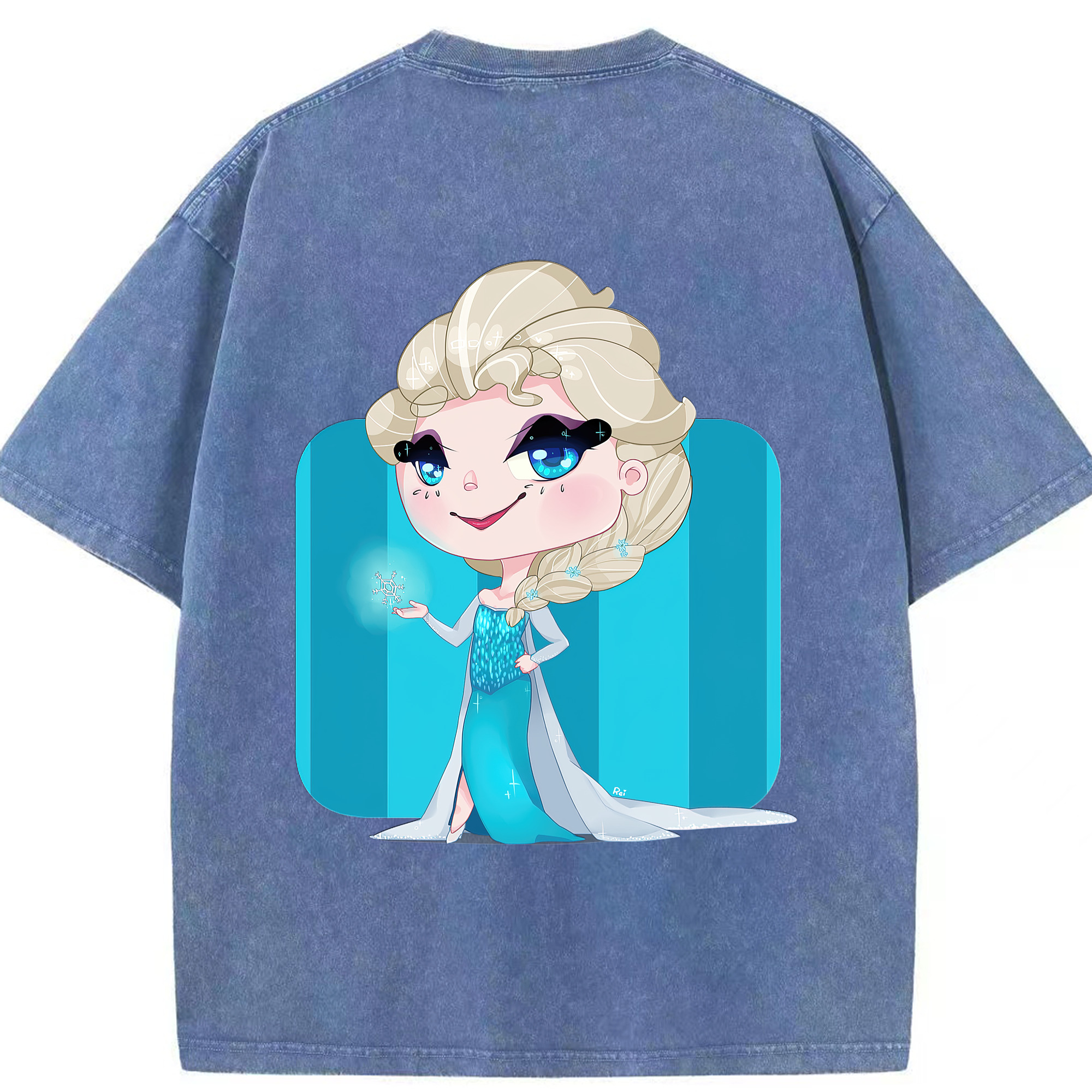 （画像用） アナと雪の女王 アンナ エルサ Frozen Anna Elsa 綿100% ヴィンテージ風 半袖Tシャツ（背面プリント）