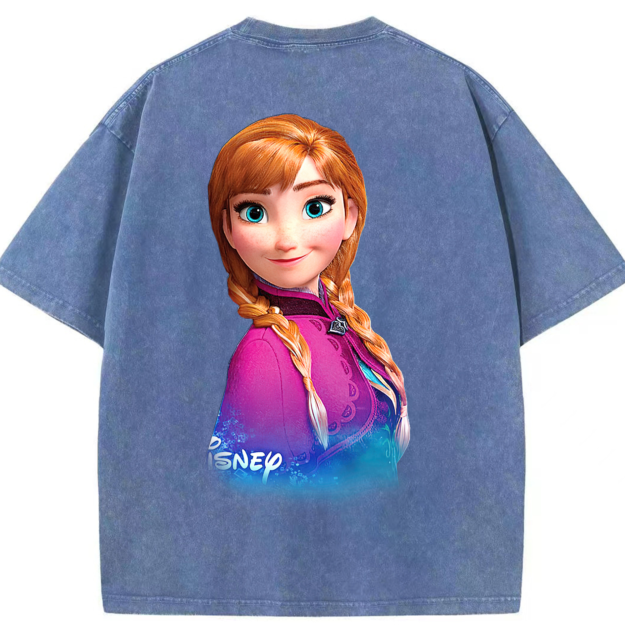 （画像用） アナと雪の女王 アンナ エルサ Frozen Anna Elsa 綿100% ヴィンテージ風 半袖Tシャツ（背面プリント）