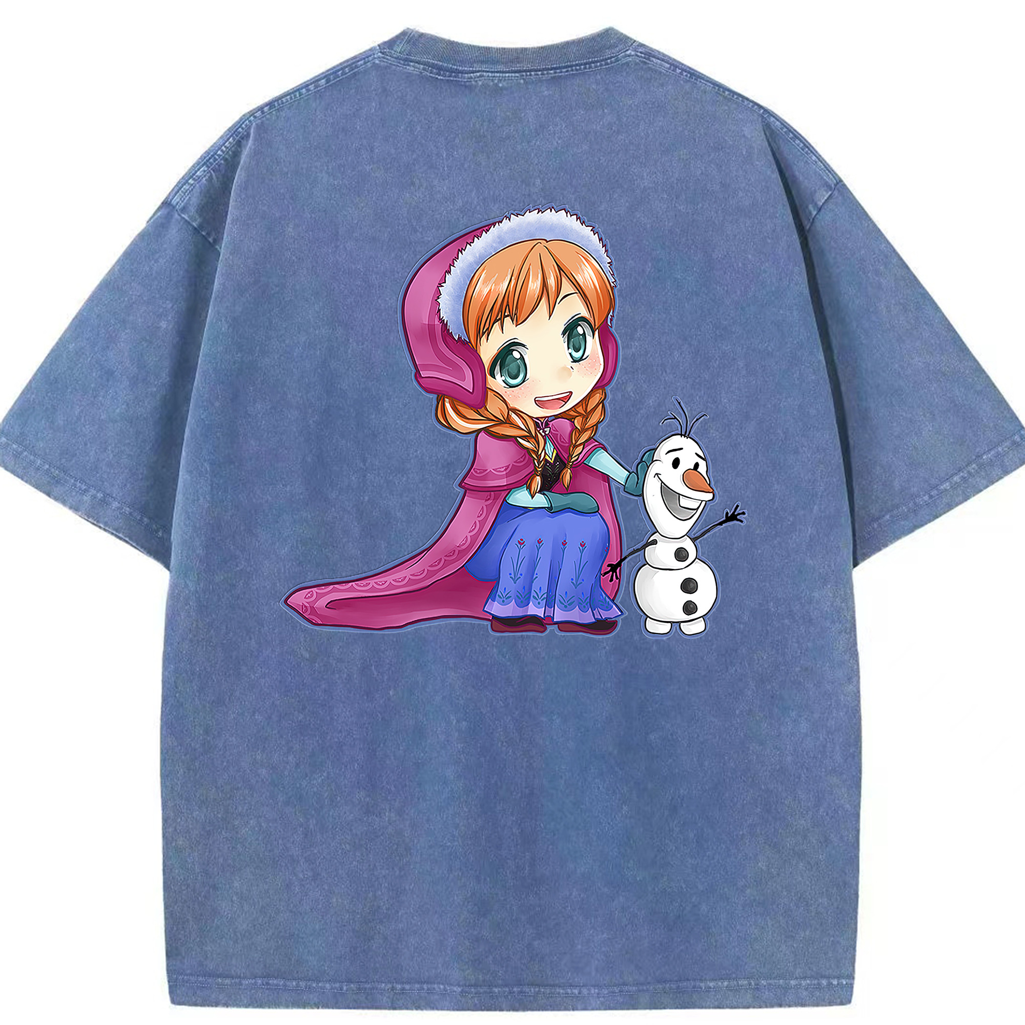 （画像用） アナと雪の女王 アンナ エルサ Frozen Anna Elsa 綿100% ヴィンテージ風 半袖Tシャツ（背面プリント）