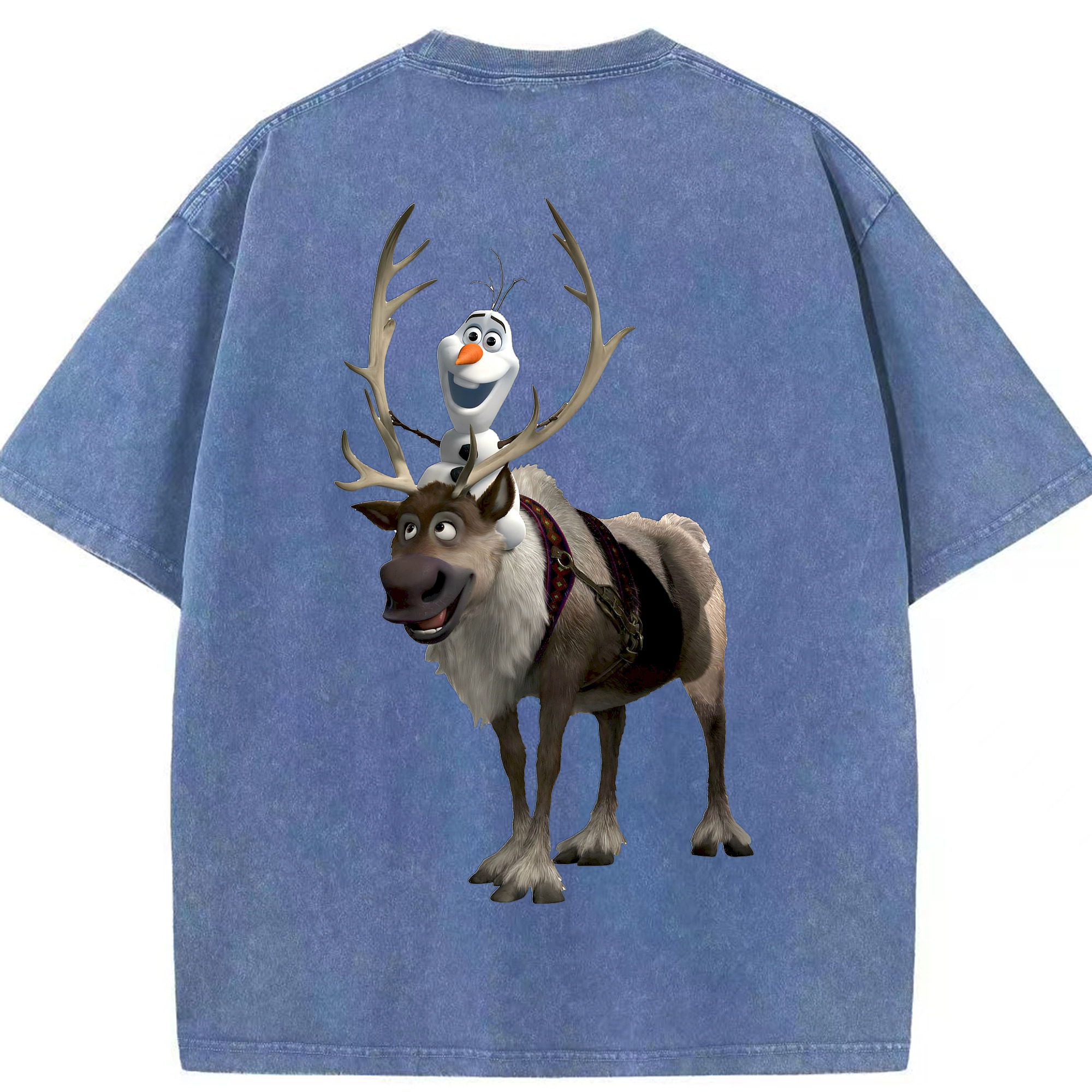 （画像用） アナと雪の女王 アンナ エルサ Frozen Anna Elsa 綿100% ヴィンテージ風 半袖Tシャツ（背面プリント）