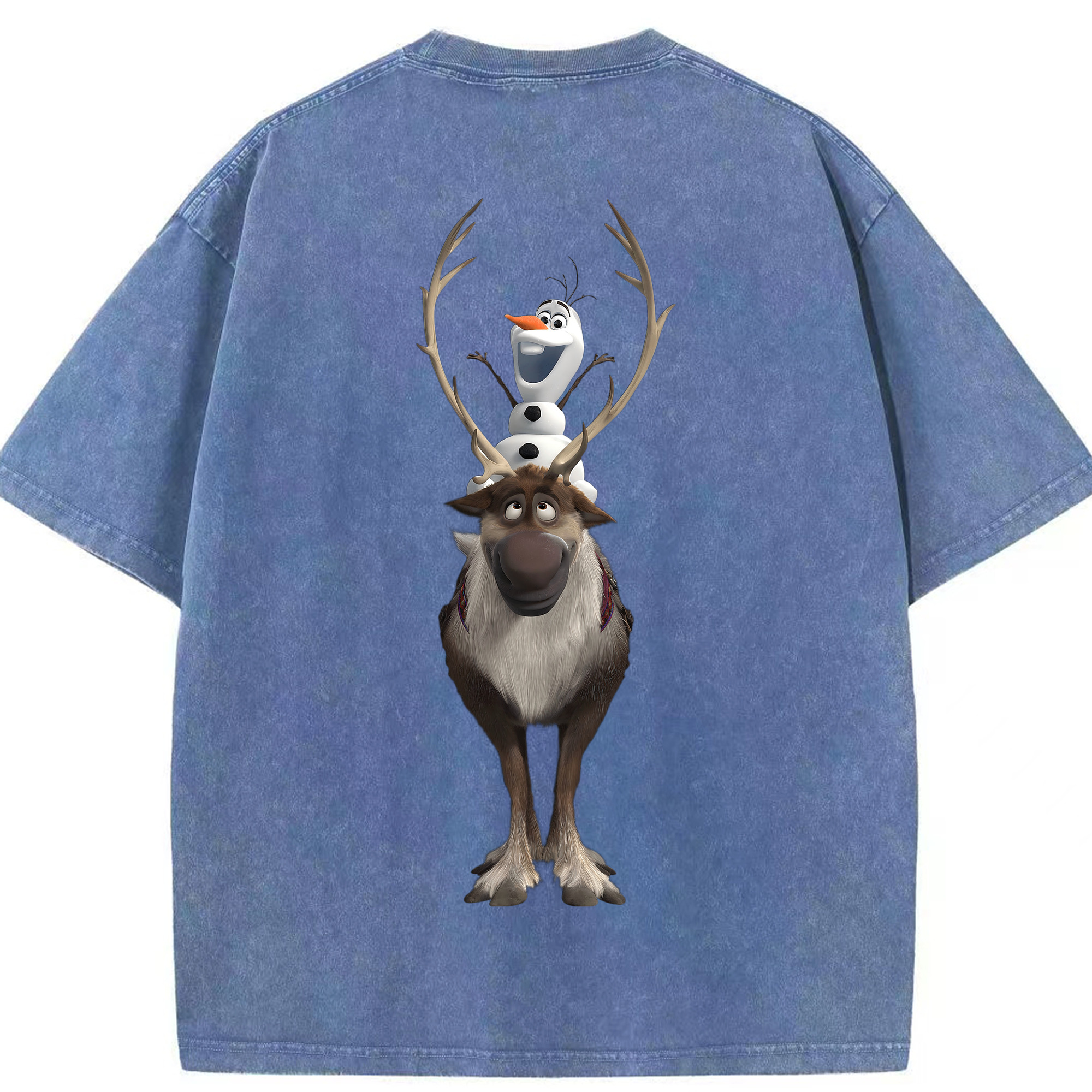 （画像用） アナと雪の女王 アンナ エルサ Frozen Anna Elsa 綿100% ヴィンテージ風 半袖Tシャツ（背面プリント）