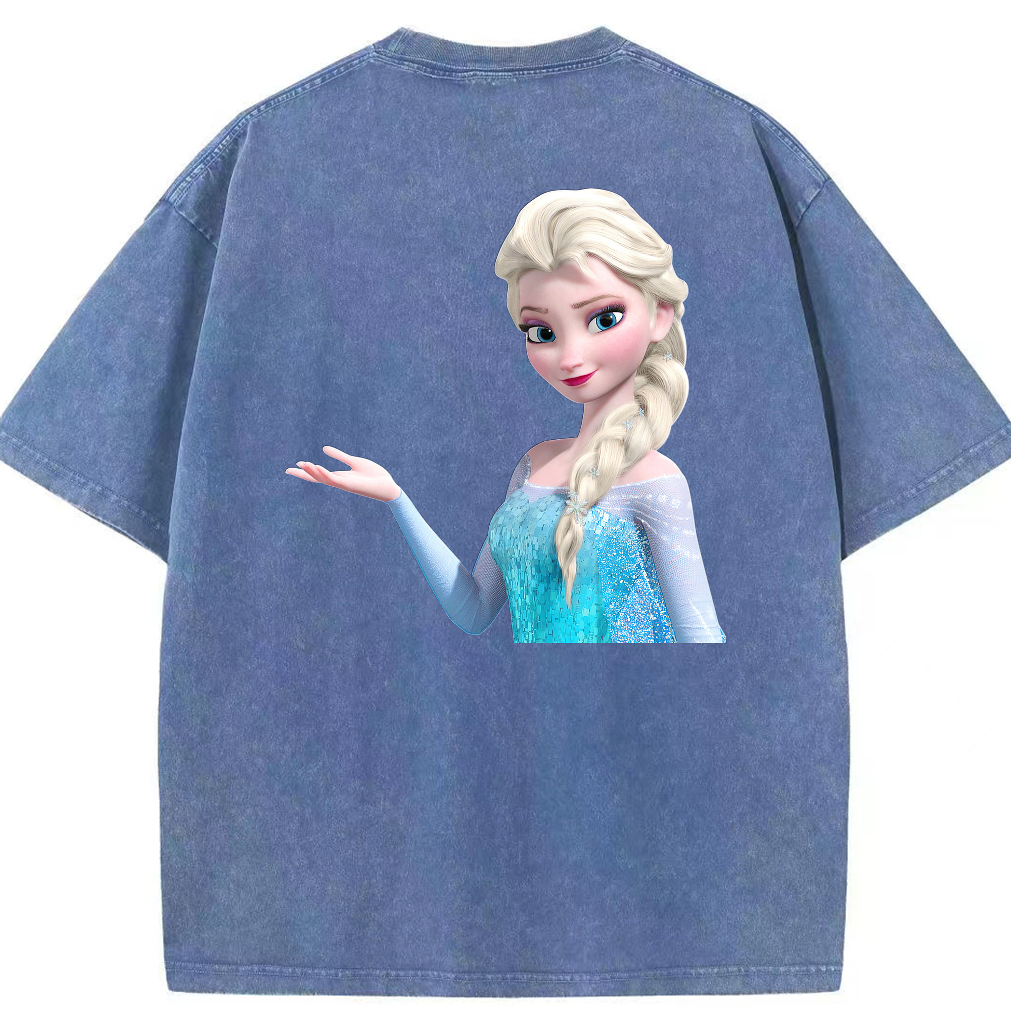 （画像用） アナと雪の女王 アンナ エルサ Frozen Anna Elsa 綿100% ヴィンテージ風 半袖Tシャツ（背面プリント）