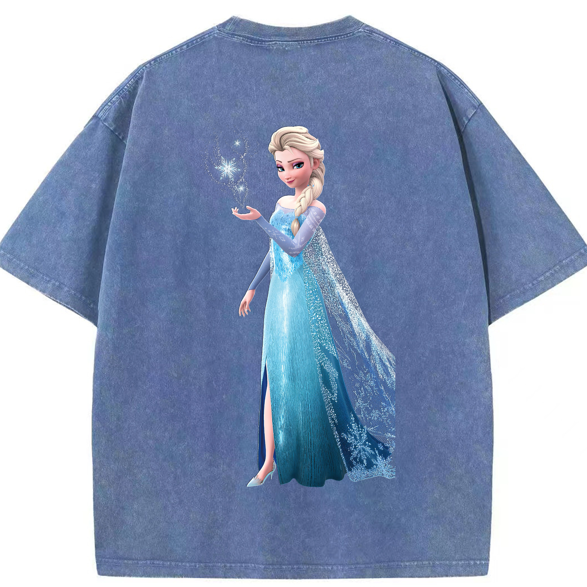 （画像用） アナと雪の女王 アンナ エルサ Frozen Anna Elsa 綿100% ヴィンテージ風 半袖Tシャツ（背面プリント）