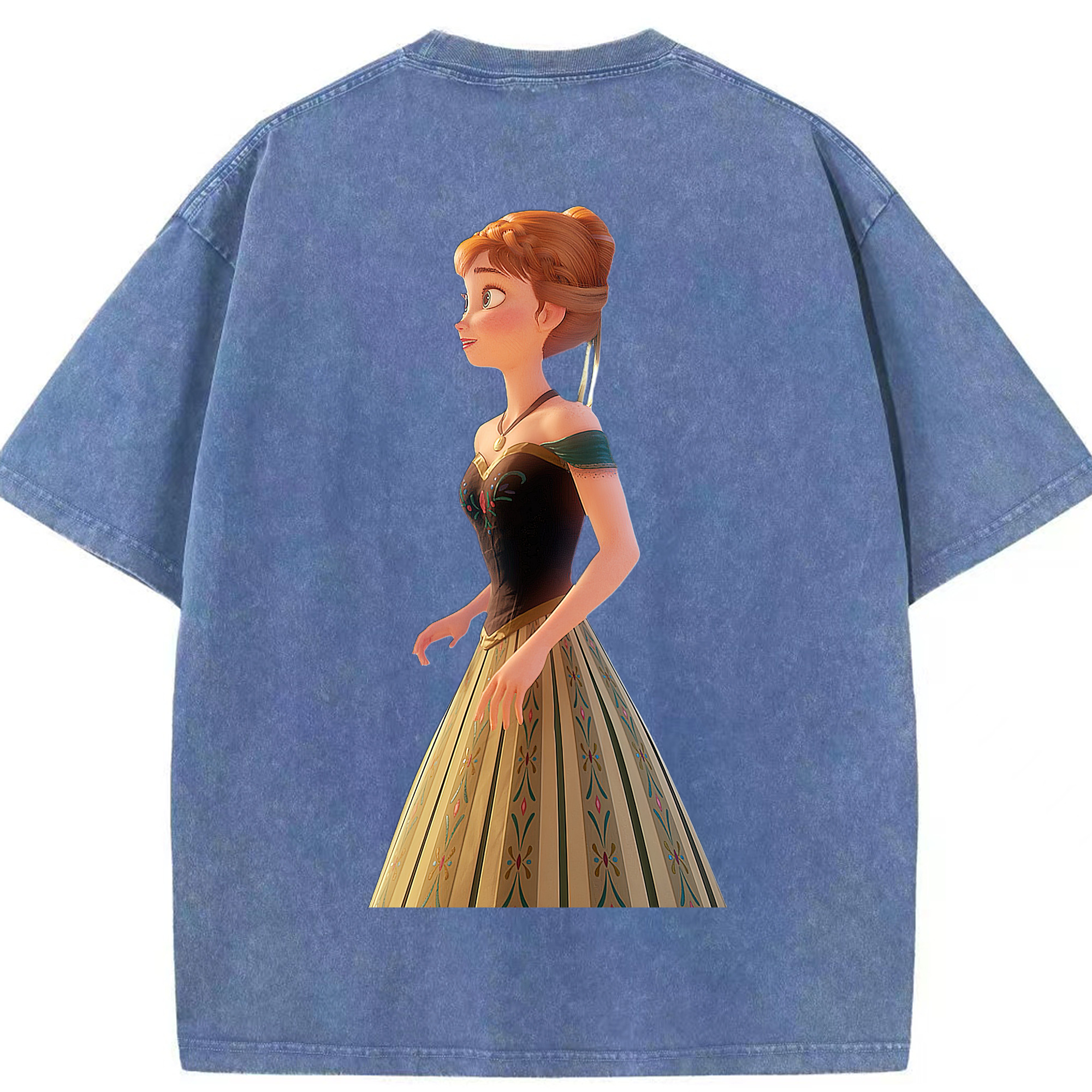 （画像用） アナと雪の女王 アンナ エルサ Frozen Anna Elsa 綿100% ヴィンテージ風 半袖Tシャツ（背面プリント）
