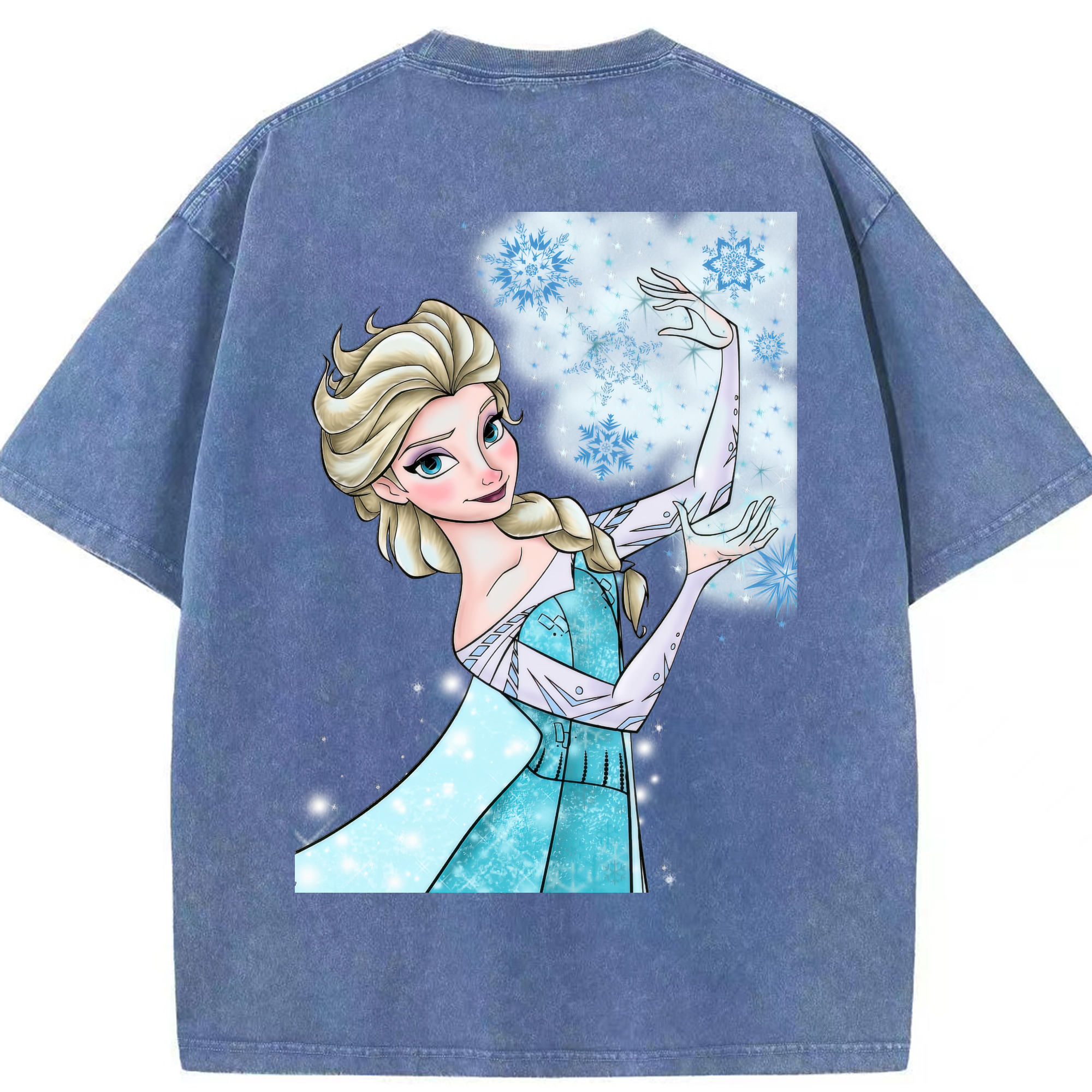 （画像用） アナと雪の女王 アンナ エルサ Frozen Anna Elsa 綿100% ヴィンテージ風 半袖Tシャツ（背面プリント）