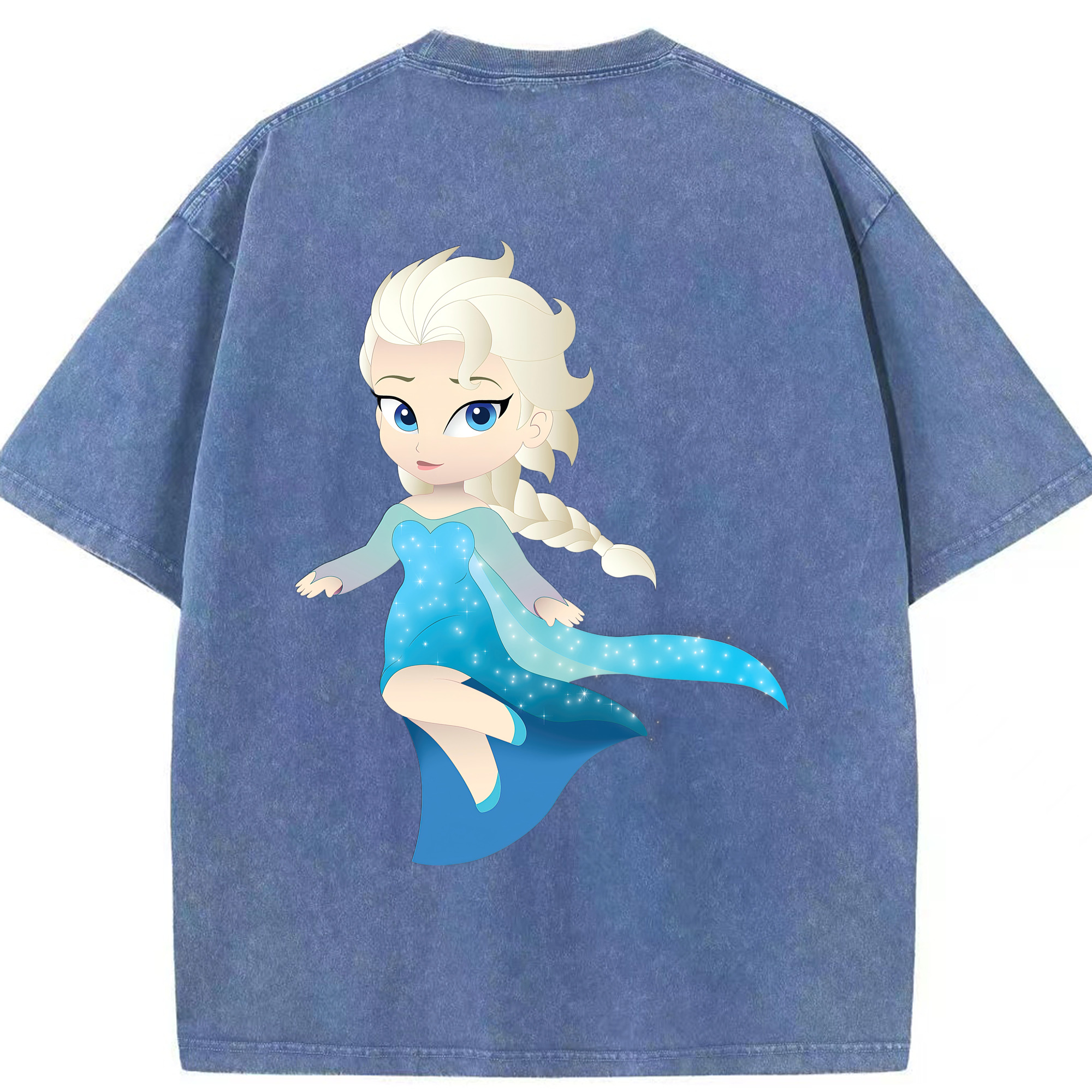 （画像用） アナと雪の女王 アンナ エルサ Frozen Anna Elsa 綿100% ヴィンテージ風 半袖Tシャツ（背面プリント）
