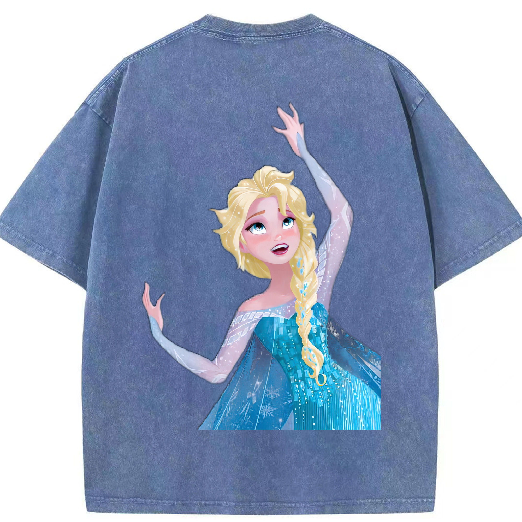 （画像用） アナと雪の女王 アンナ エルサ Frozen Anna Elsa 綿100% ヴィンテージ風 半袖Tシャツ（背面プリント）