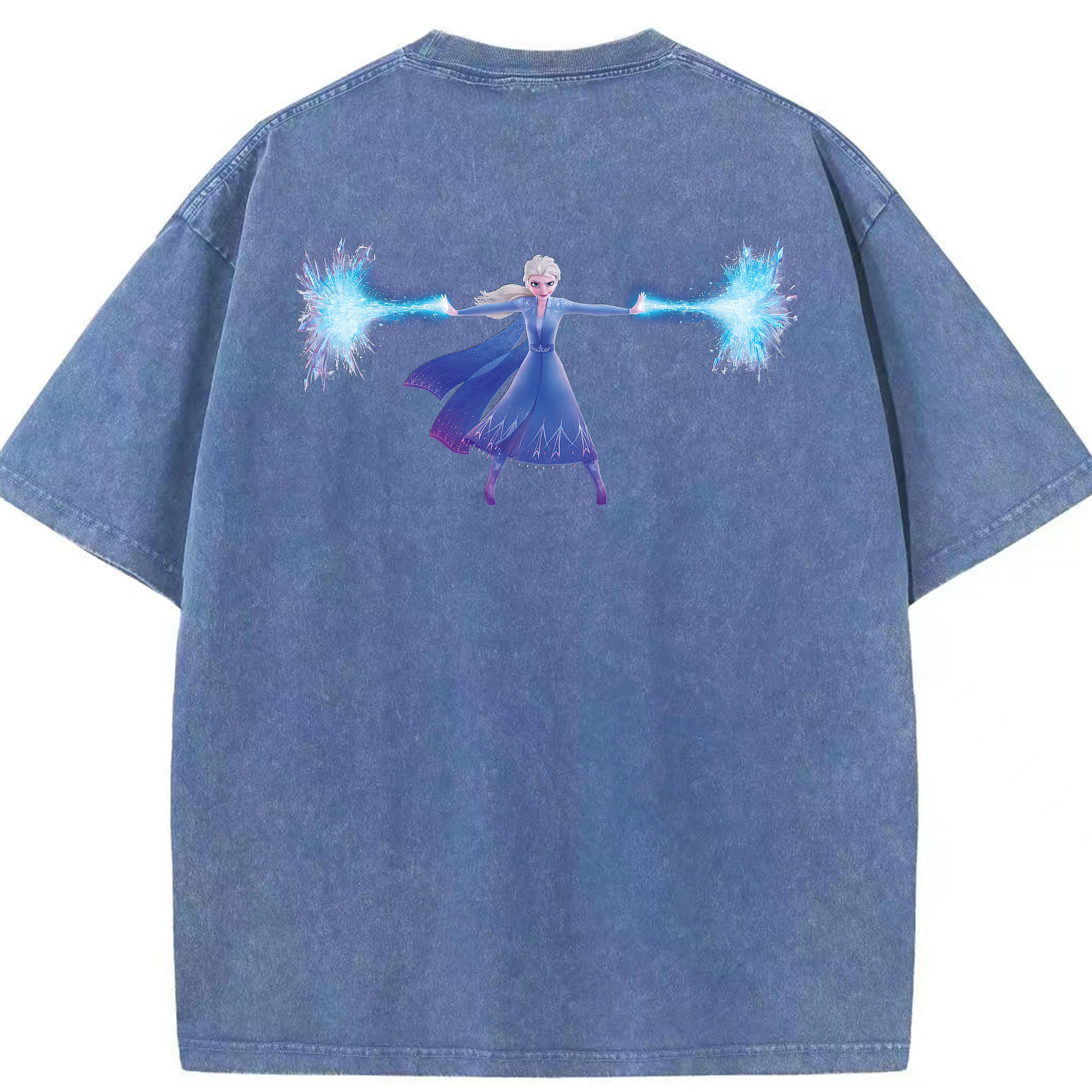 （画像用） アナと雪の女王 アンナ エルサ Frozen Anna Elsa 綿100% ヴィンテージ風 半袖Tシャツ（背面プリント）