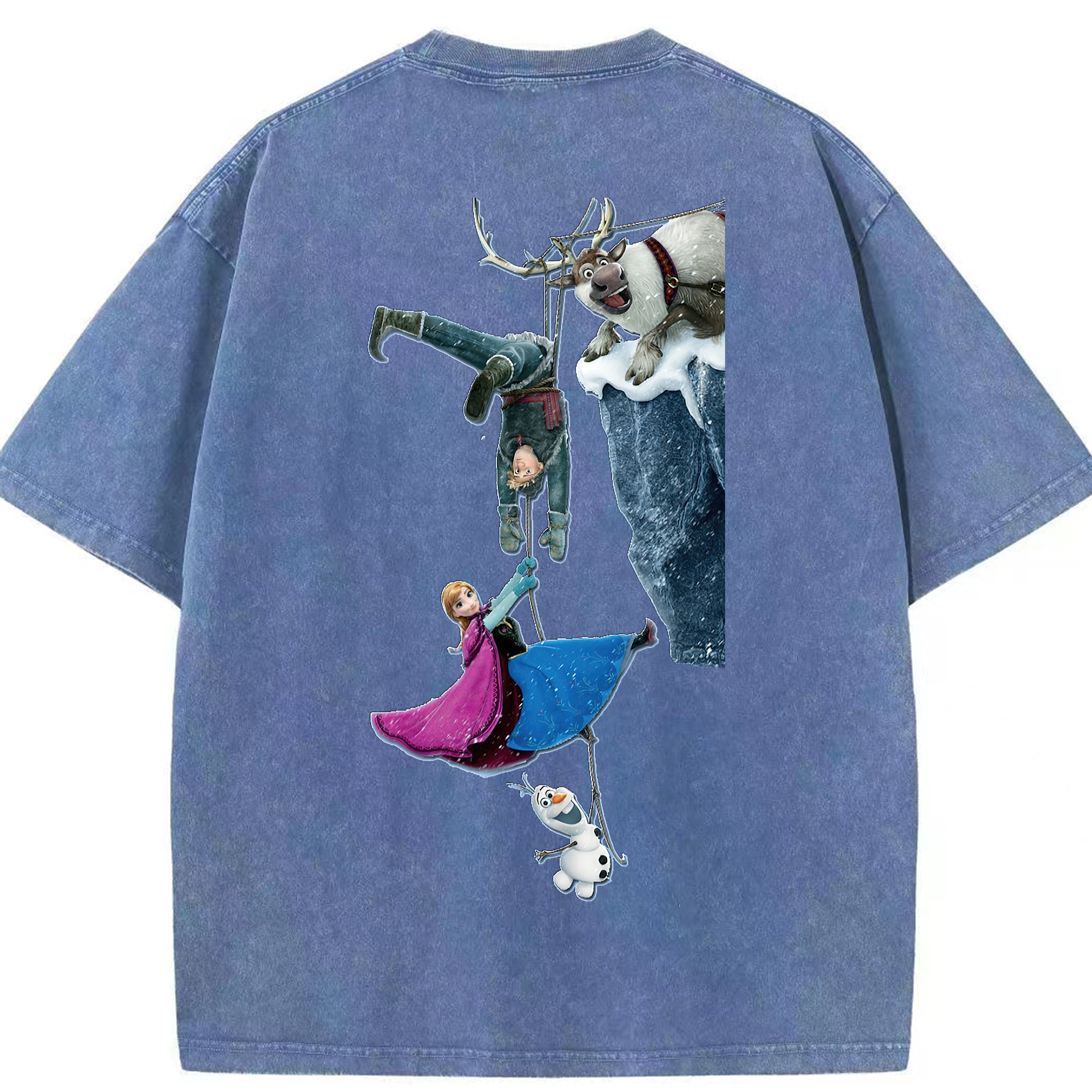 （画像用） アナと雪の女王 アンナ エルサ Frozen Anna Elsa 綿100% ヴィンテージ風 半袖Tシャツ（背面プリント）