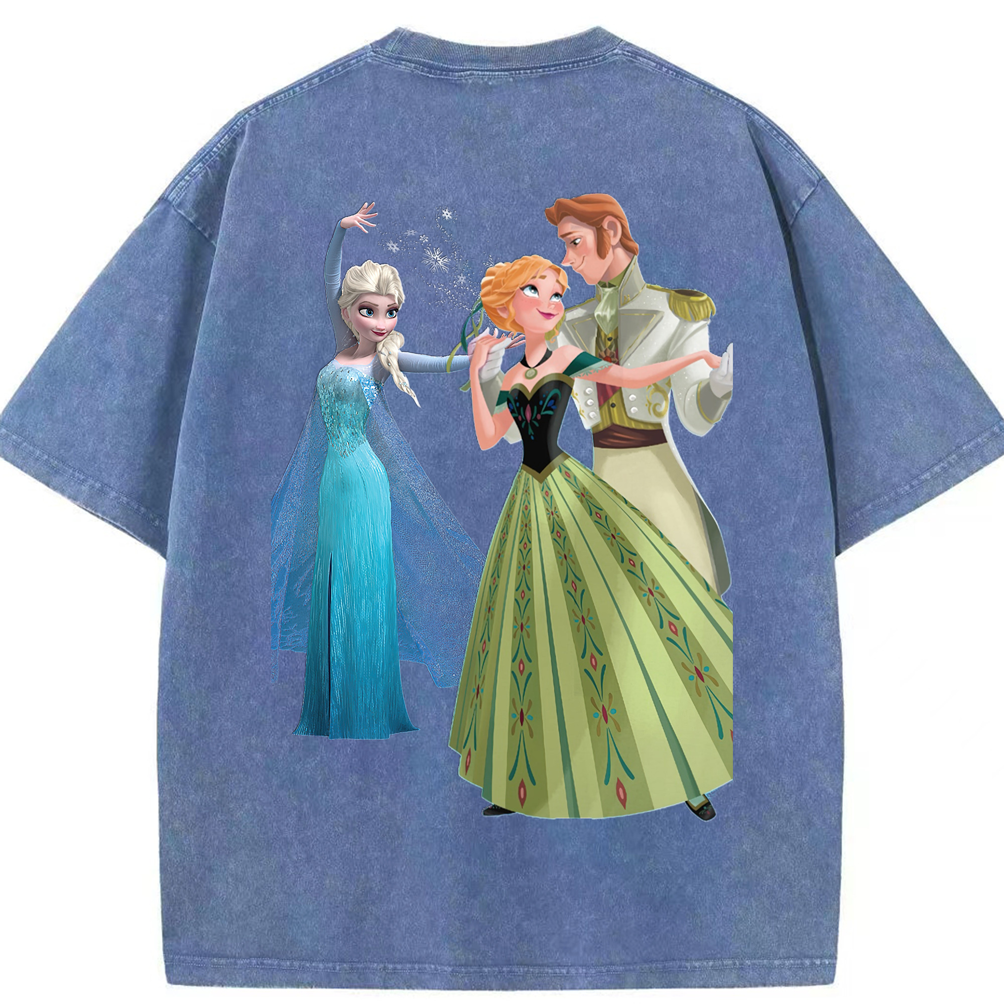 （画像用） アナと雪の女王 アンナ エルサ Frozen Anna Elsa 綿100% ヴィンテージ風 半袖Tシャツ（背面プリント）