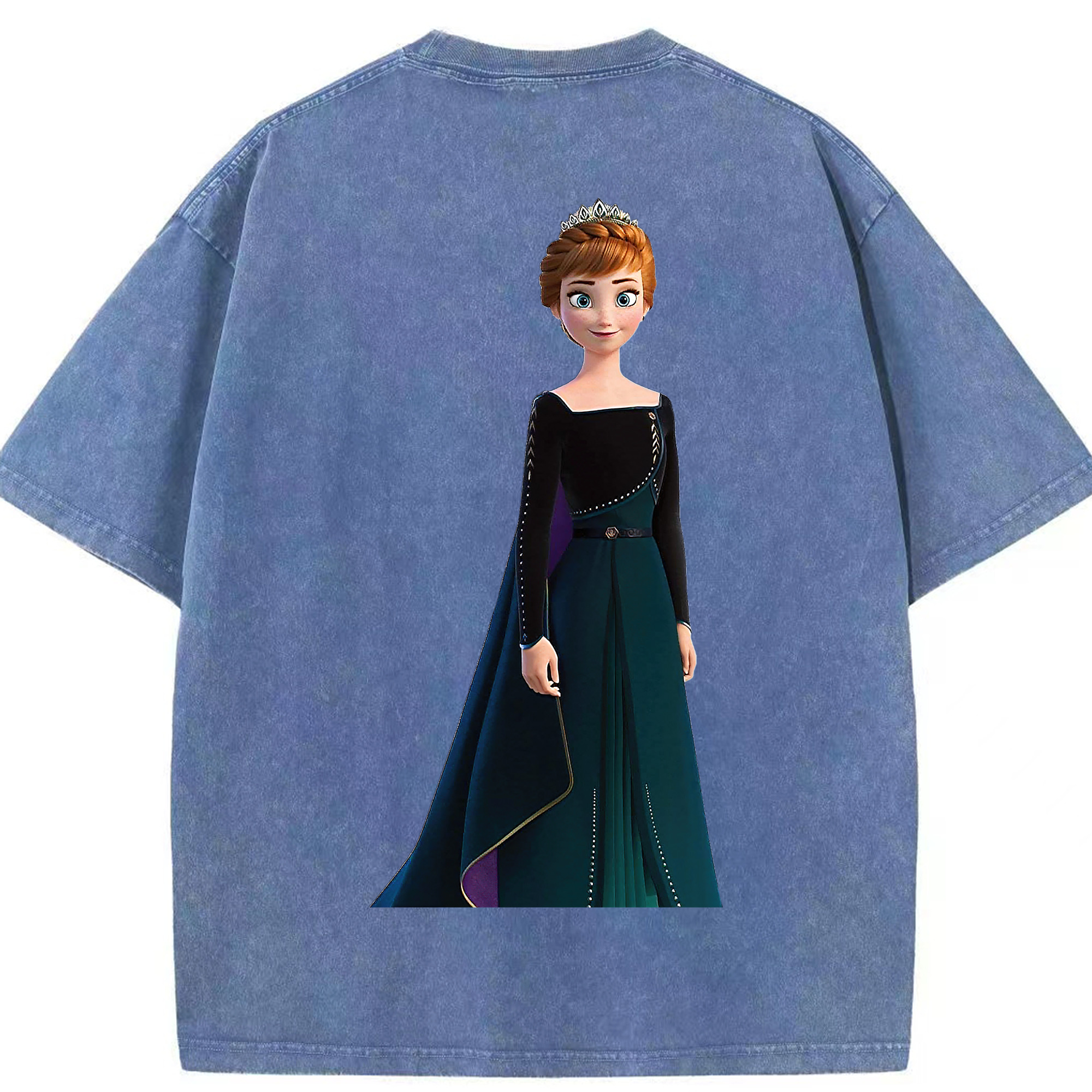 （画像用） アナと雪の女王 アンナ エルサ Frozen Anna Elsa 綿100% ヴィンテージ風 半袖Tシャツ（背面プリント）