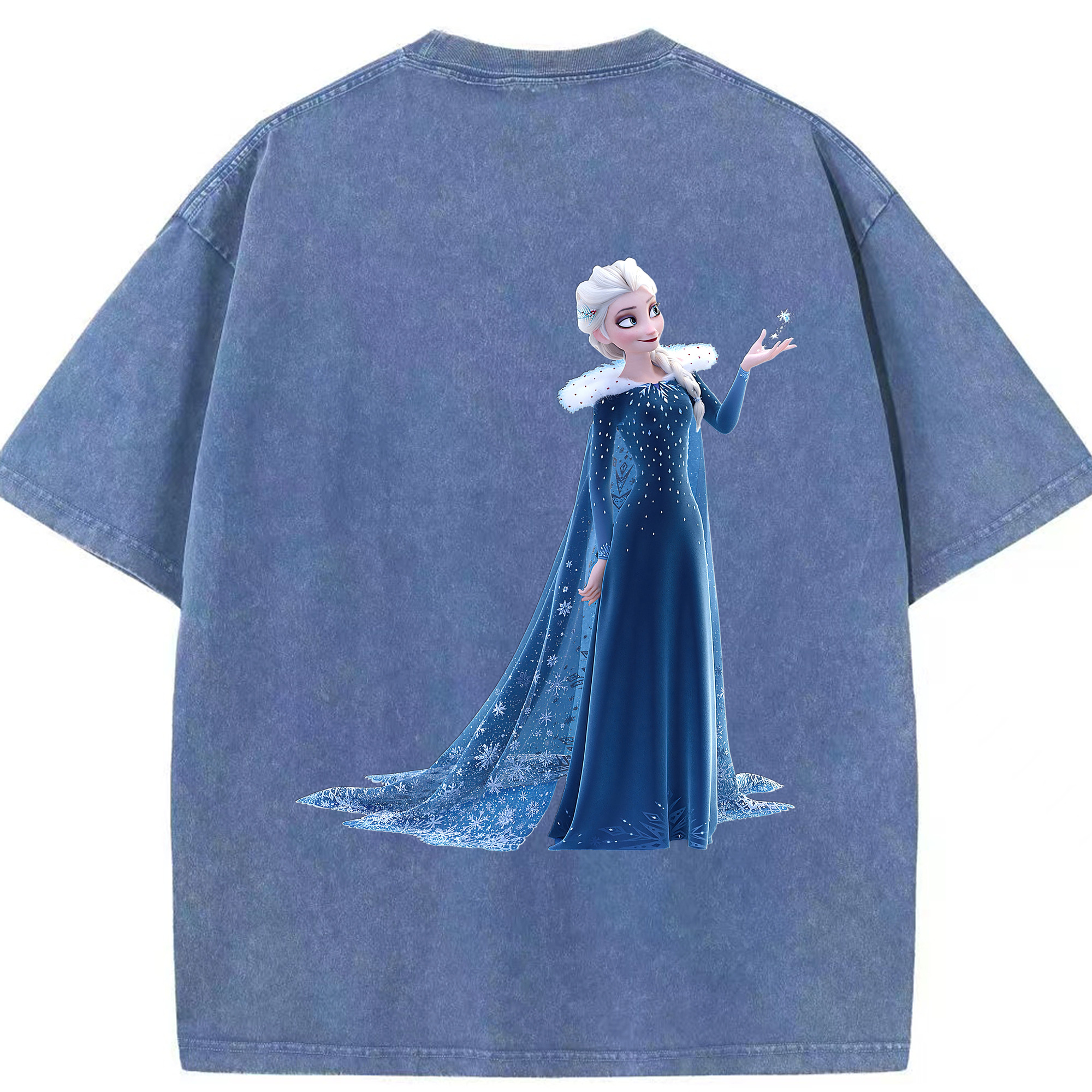 （画像用） アナと雪の女王 アンナ エルサ Frozen Anna Elsa 綿100% ヴィンテージ風 半袖Tシャツ（背面プリント）