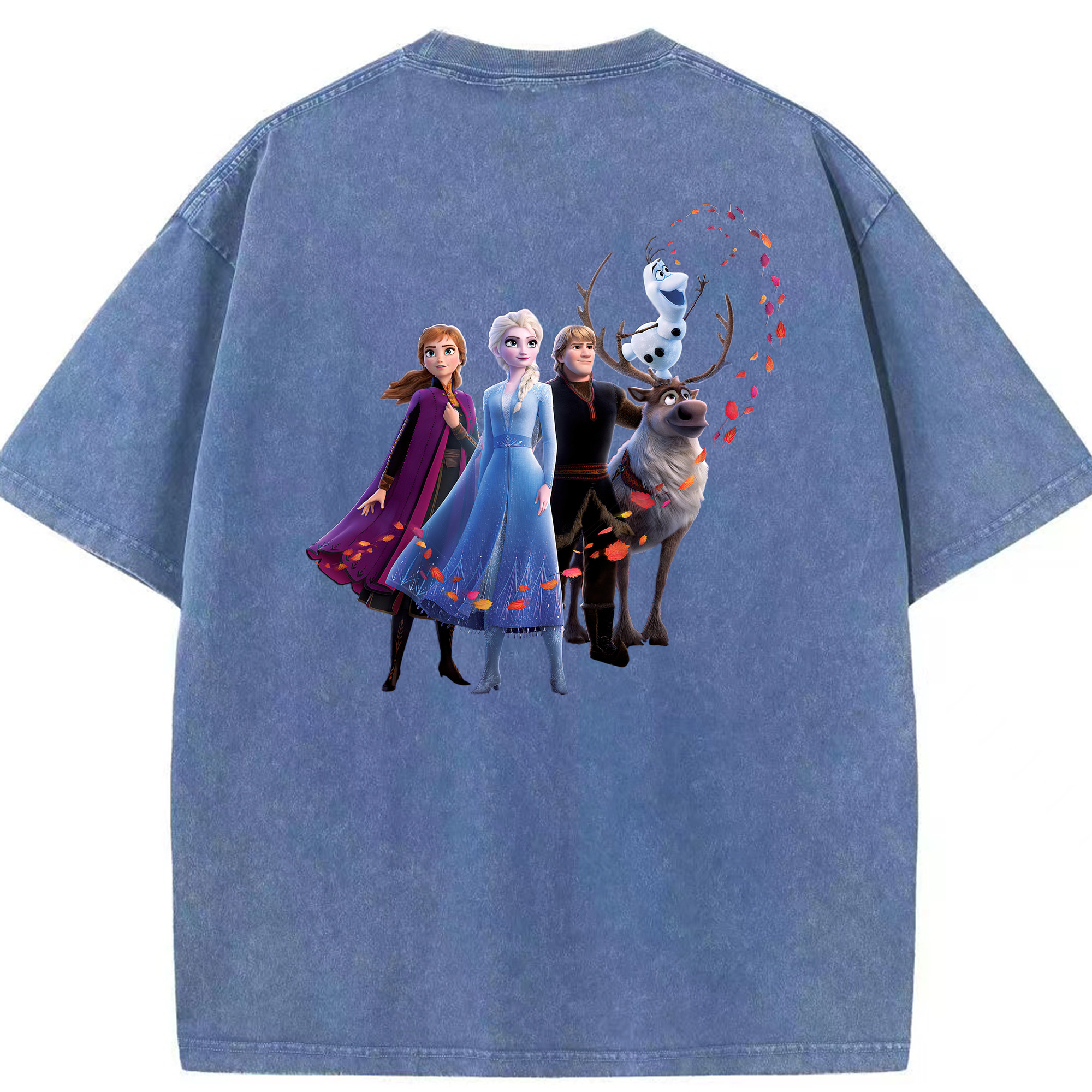 （画像用） アナと雪の女王 アンナ エルサ Frozen Anna Elsa 綿100% ヴィンテージ風 半袖Tシャツ（背面プリント）