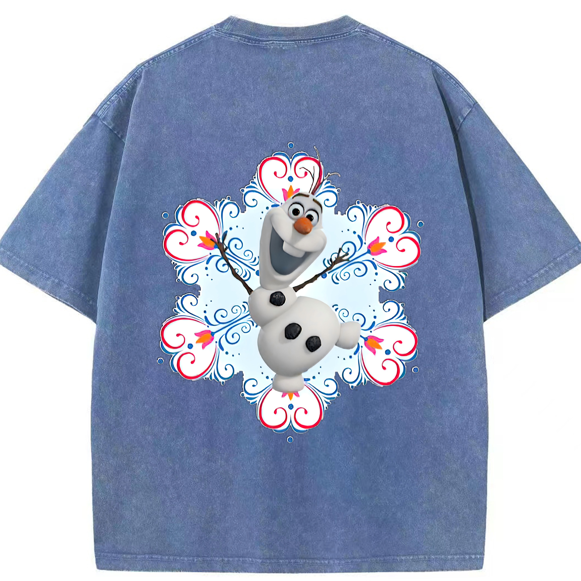 （画像用） アナと雪の女王 アンナ エルサ Frozen Anna Elsa 綿100% ヴィンテージ風 半袖Tシャツ（背面プリント）