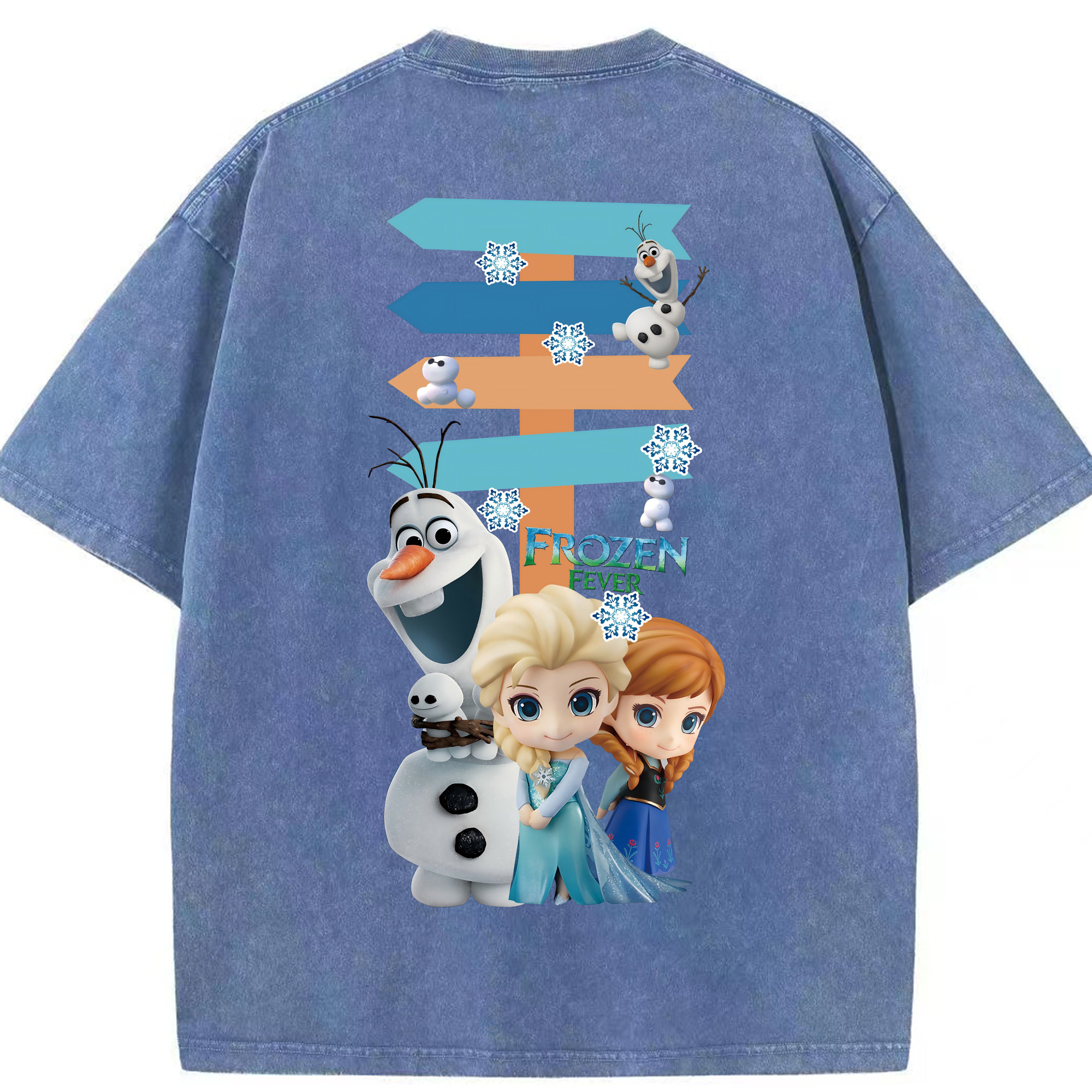 （画像用） アナと雪の女王 アンナ エルサ Frozen Anna Elsa 綿100% ヴィンテージ風 半袖Tシャツ（背面プリント）