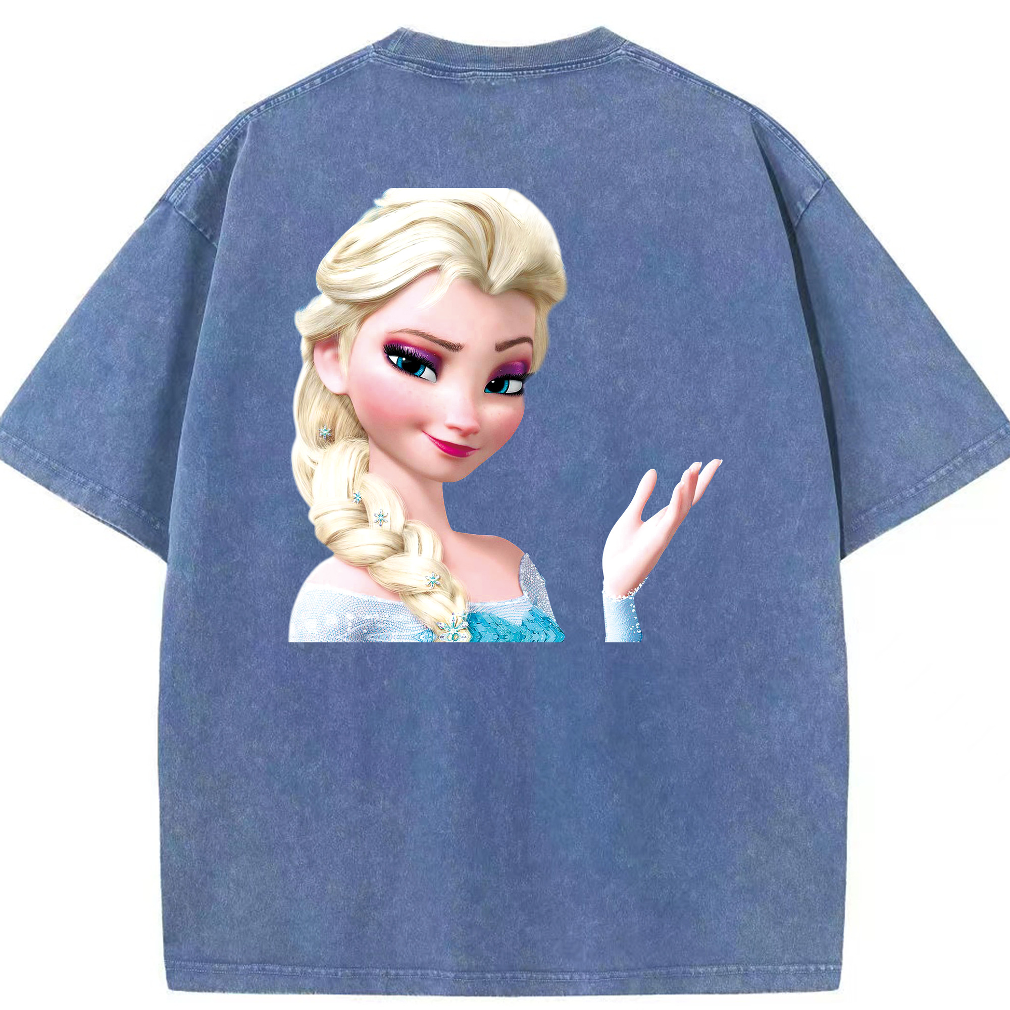 （画像用） アナと雪の女王 アンナ エルサ Frozen Anna Elsa 綿100% ヴィンテージ風 半袖Tシャツ（背面プリント）