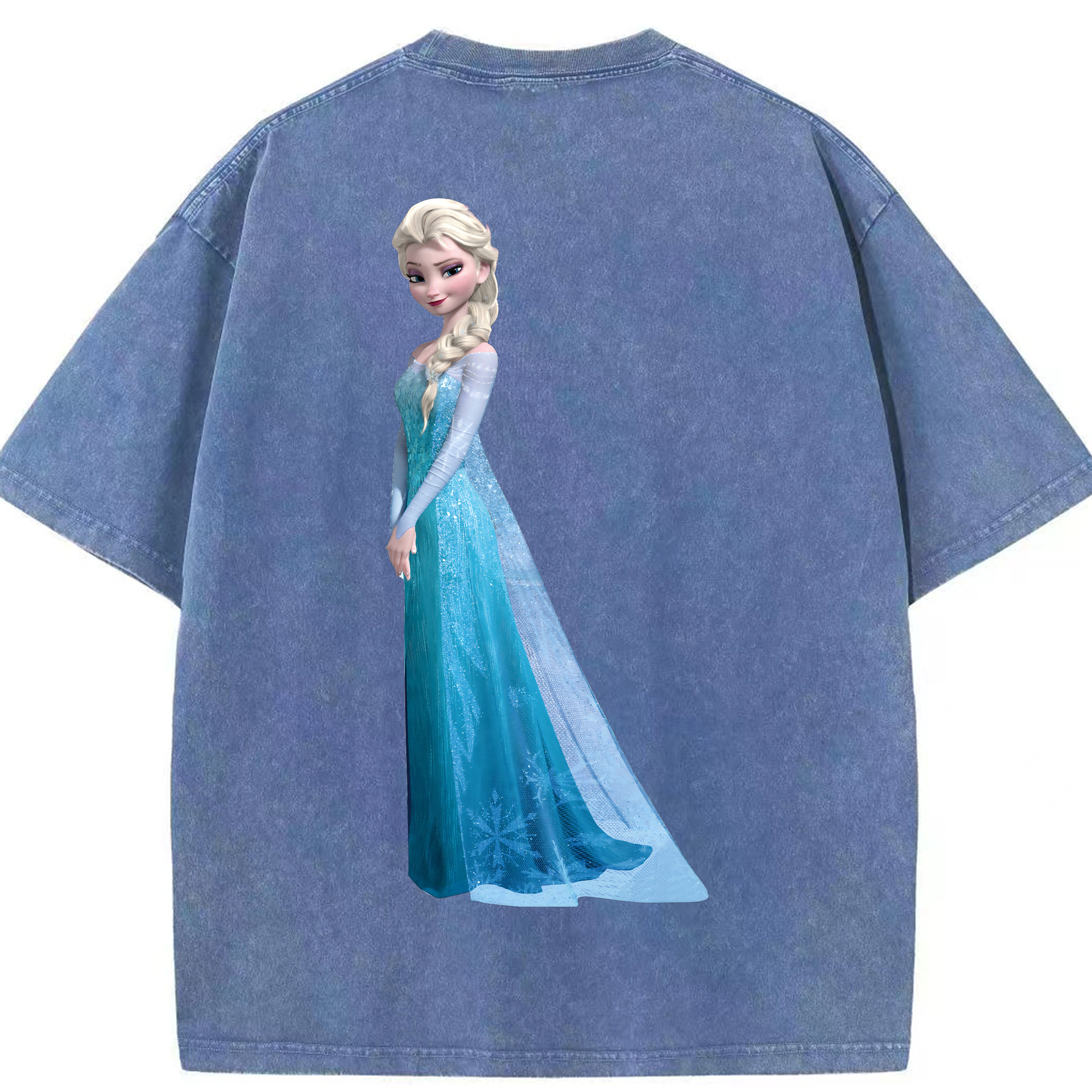 （画像用） アナと雪の女王 アンナ エルサ Frozen Anna Elsa 綿100% ヴィンテージ風 半袖Tシャツ（背面プリント）