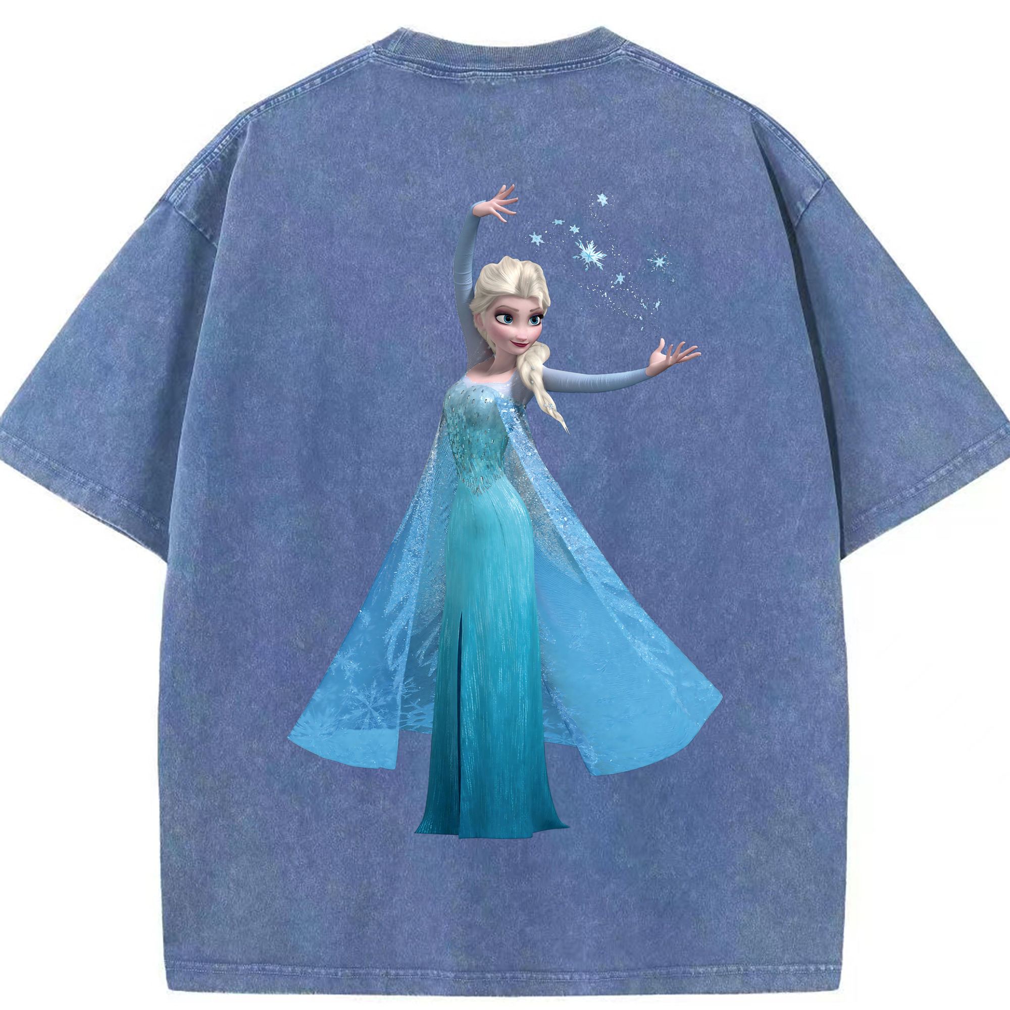 （画像用） アナと雪の女王 アンナ エルサ Frozen Anna Elsa 綿100% ヴィンテージ風 半袖Tシャツ（背面プリント）