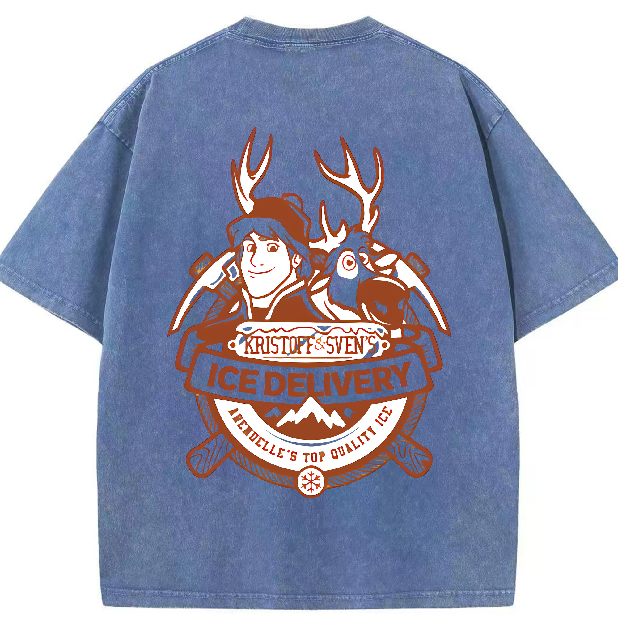 （画像用） アナと雪の女王 アンナ エルサ Frozen Anna Elsa 綿100% ヴィンテージ風 半袖Tシャツ（背面プリント）