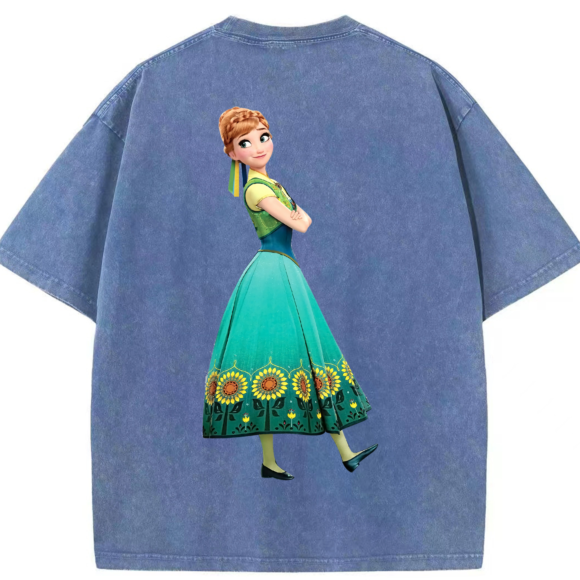 （画像用） アナと雪の女王 アンナ エルサ Frozen Anna Elsa 綿100% ヴィンテージ風 半袖Tシャツ（背面プリント）