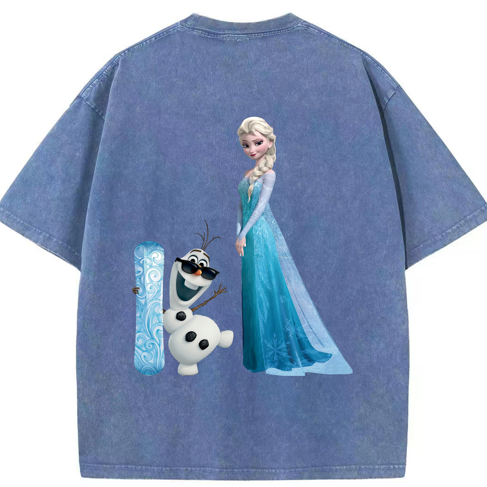 アナと雪の女王 アンナ エルサ Frozen Anna Elsa 綿100% ヴィンテージ風 半袖Tシャツ（背面プリント）