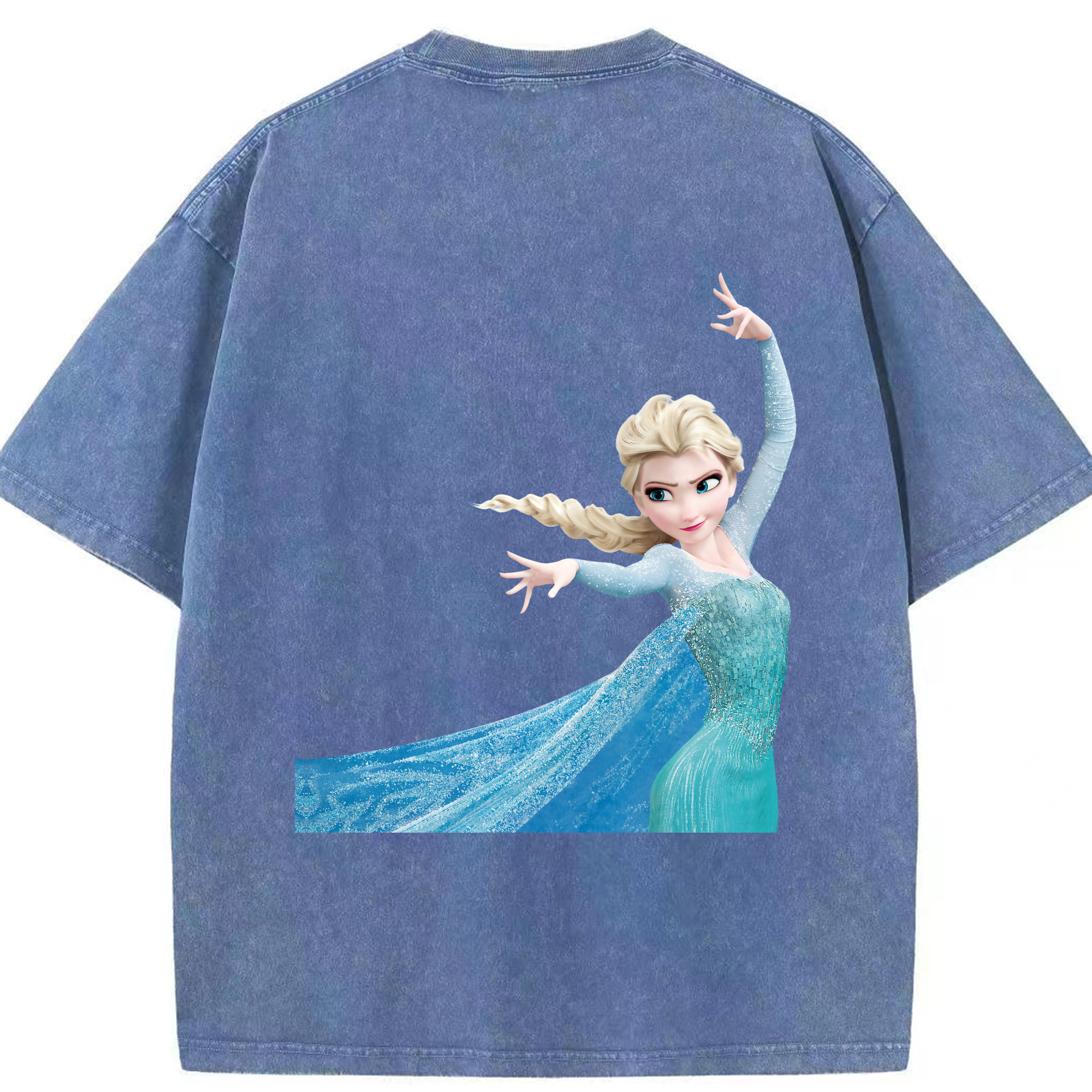 （画像用） アナと雪の女王 アンナ エルサ Frozen Anna Elsa 綿100% ヴィンテージ風 半袖Tシャツ（背面プリント）