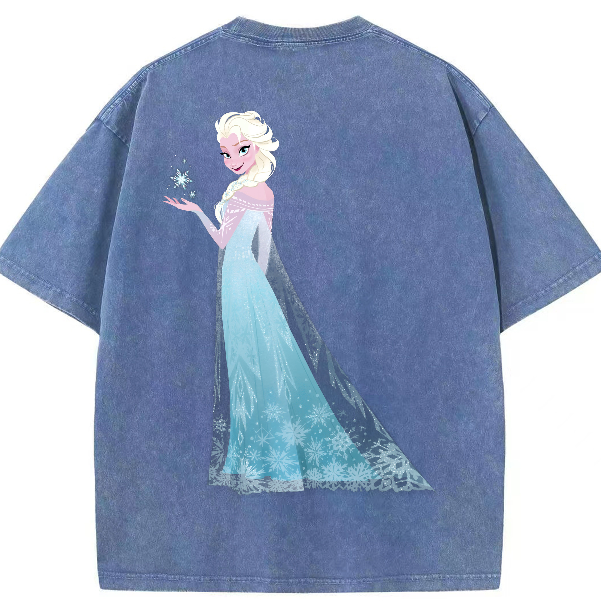 （画像用） アナと雪の女王 アンナ エルサ Frozen Anna Elsa 綿100% ヴィンテージ風 半袖Tシャツ（背面プリント）