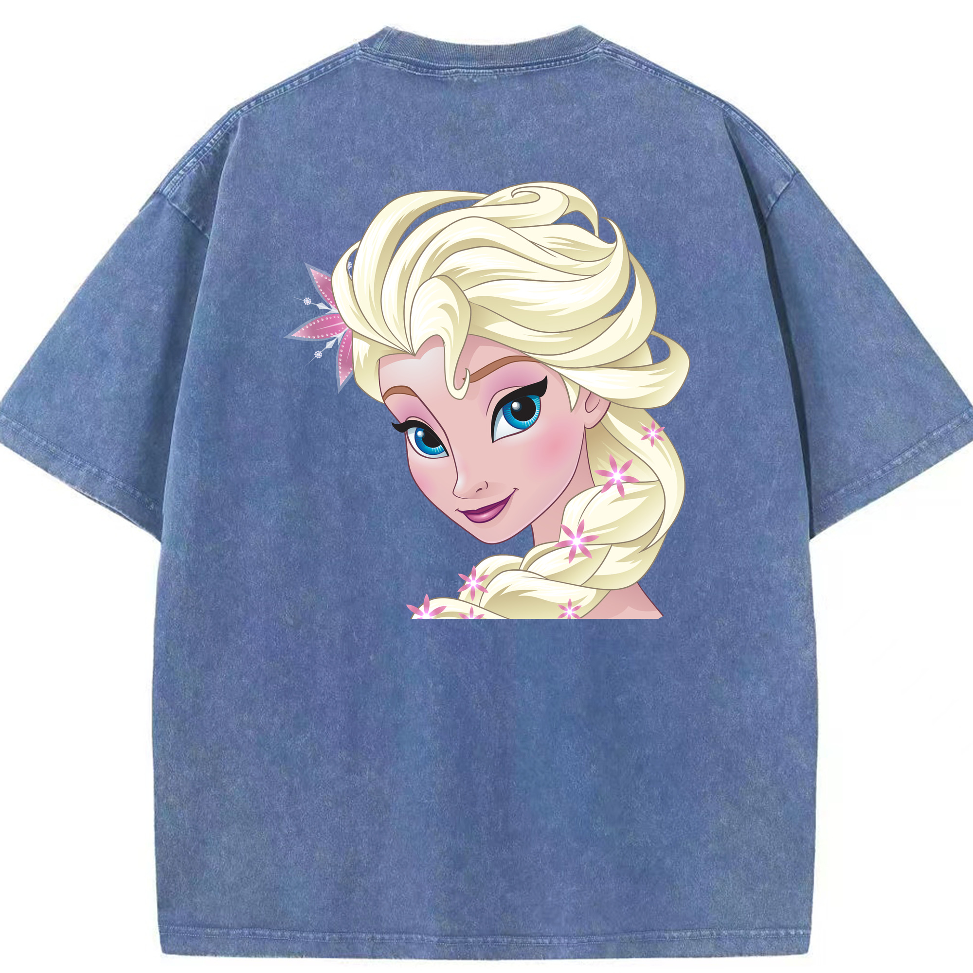 （画像用） アナと雪の女王 アンナ エルサ Frozen Anna Elsa 綿100% ヴィンテージ風 半袖Tシャツ（背面プリント）