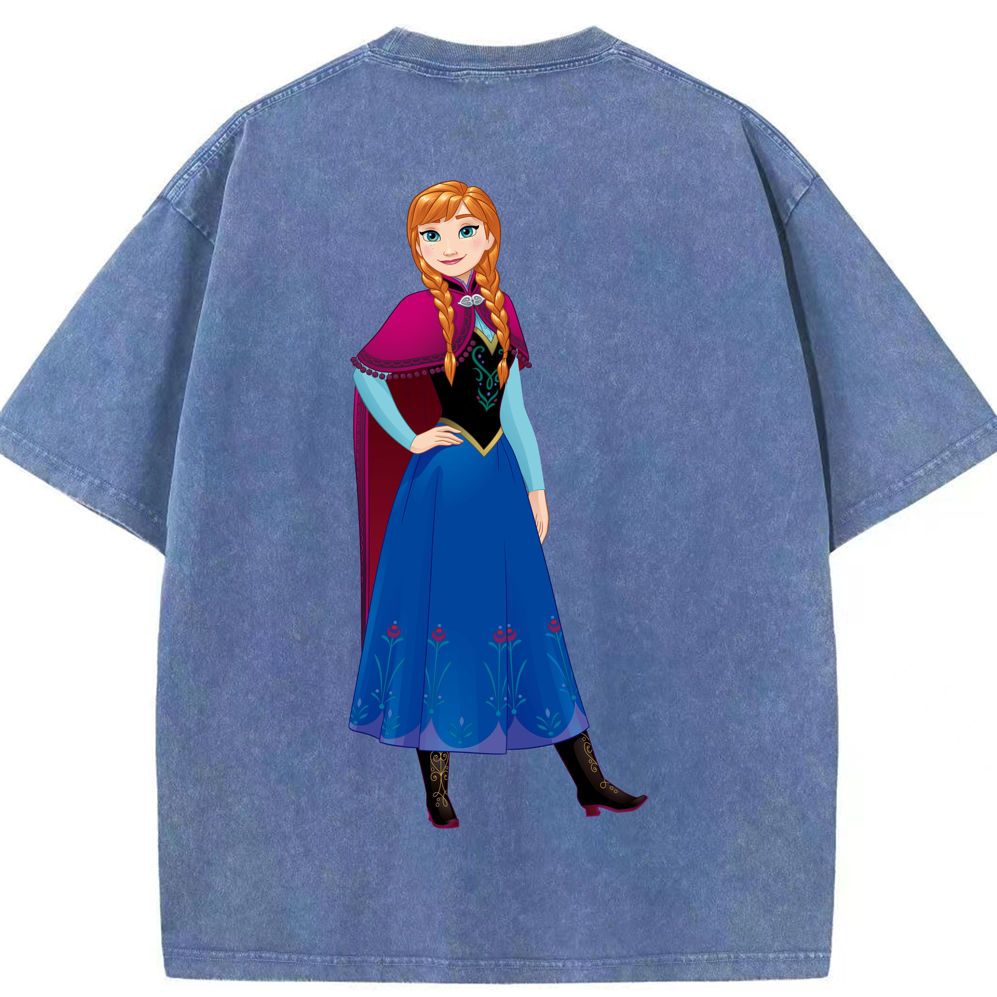 （画像用） アナと雪の女王 アンナ エルサ Frozen Anna Elsa 綿100% ヴィンテージ風 半袖Tシャツ（背面プリント）