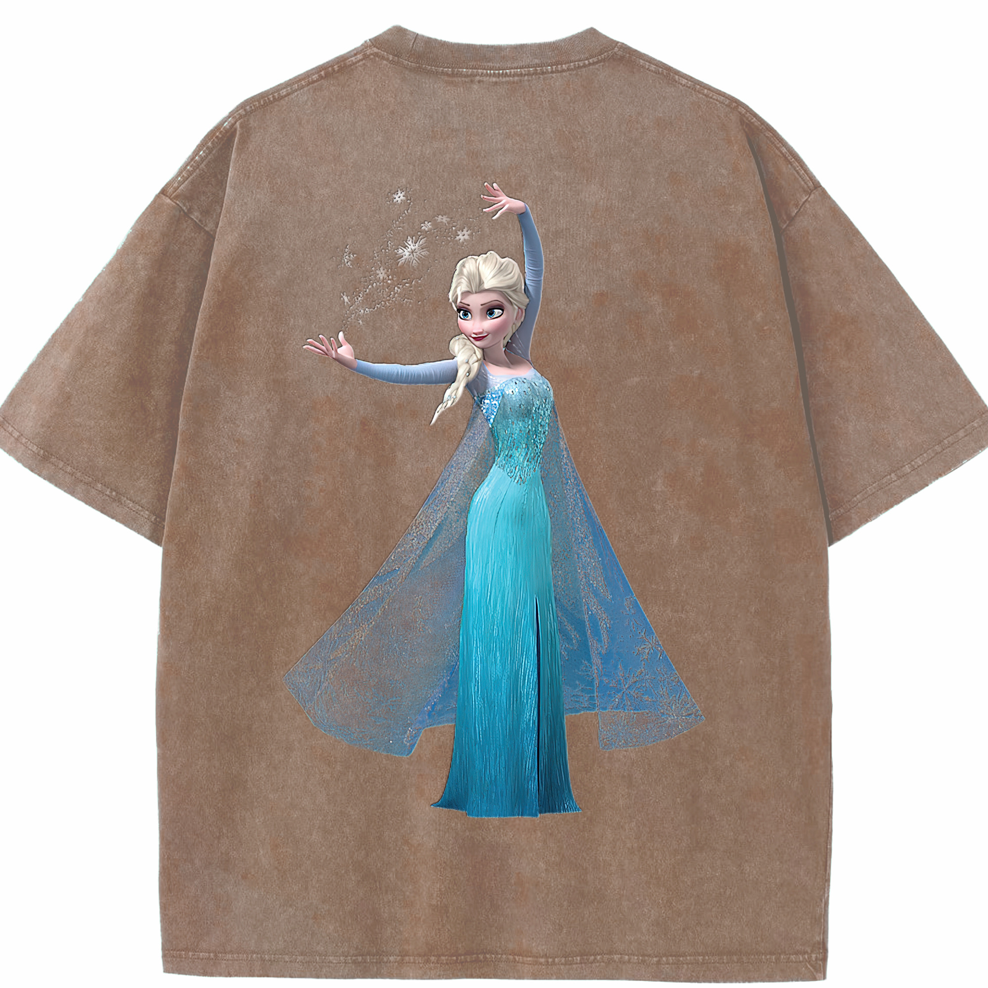 （画像用） アナと雪の女王 アンナ エルサ Frozen Anna Elsa 綿100% ヴィンテージ風 半袖Tシャツ（背面プリント）