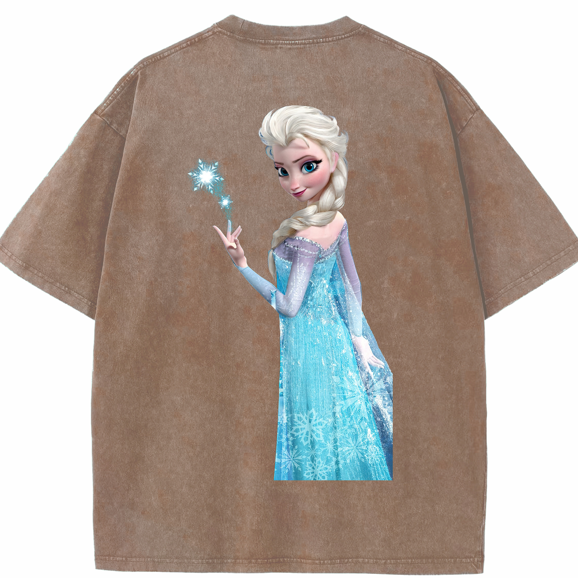（画像用） アナと雪の女王 アンナ エルサ Frozen Anna Elsa 綿100% ヴィンテージ風 半袖Tシャツ（背面プリント）