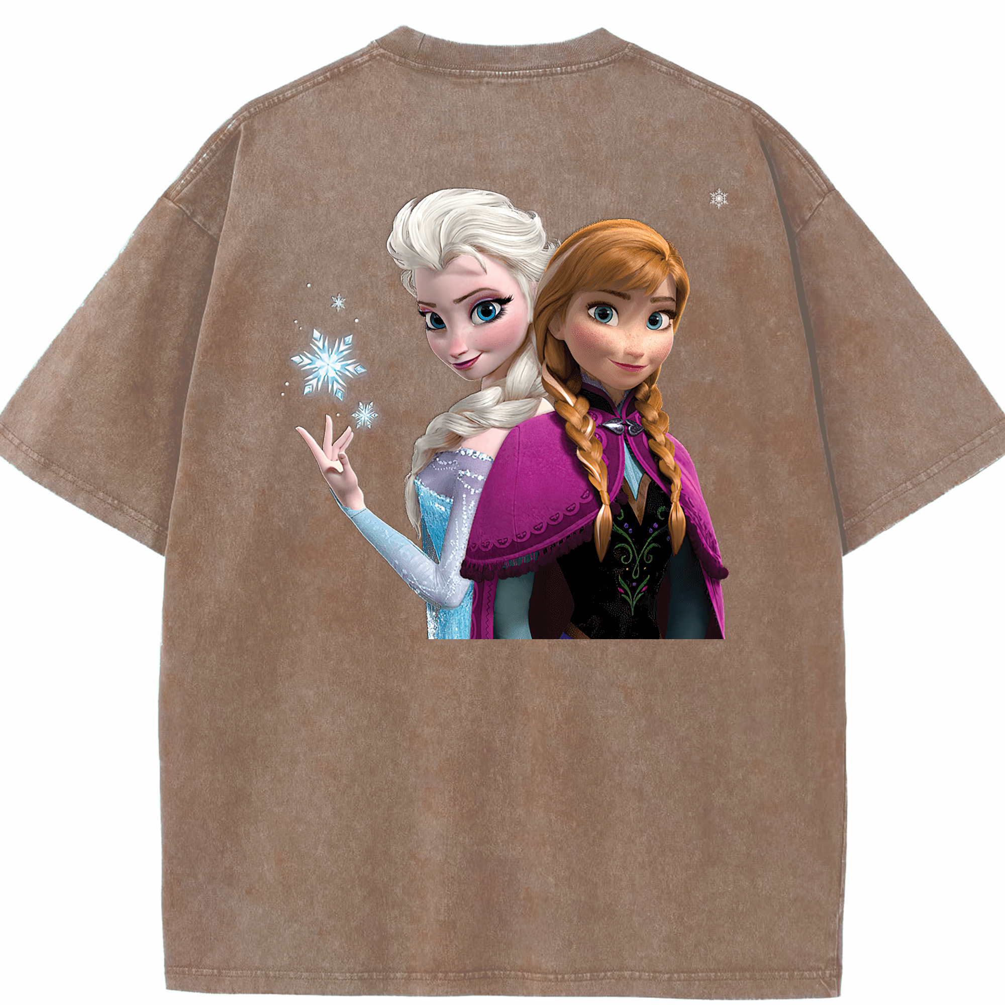 （画像用） アナと雪の女王 アンナ エルサ Frozen Anna Elsa 綿100% ヴィンテージ風 半袖Tシャツ（背面プリント）
