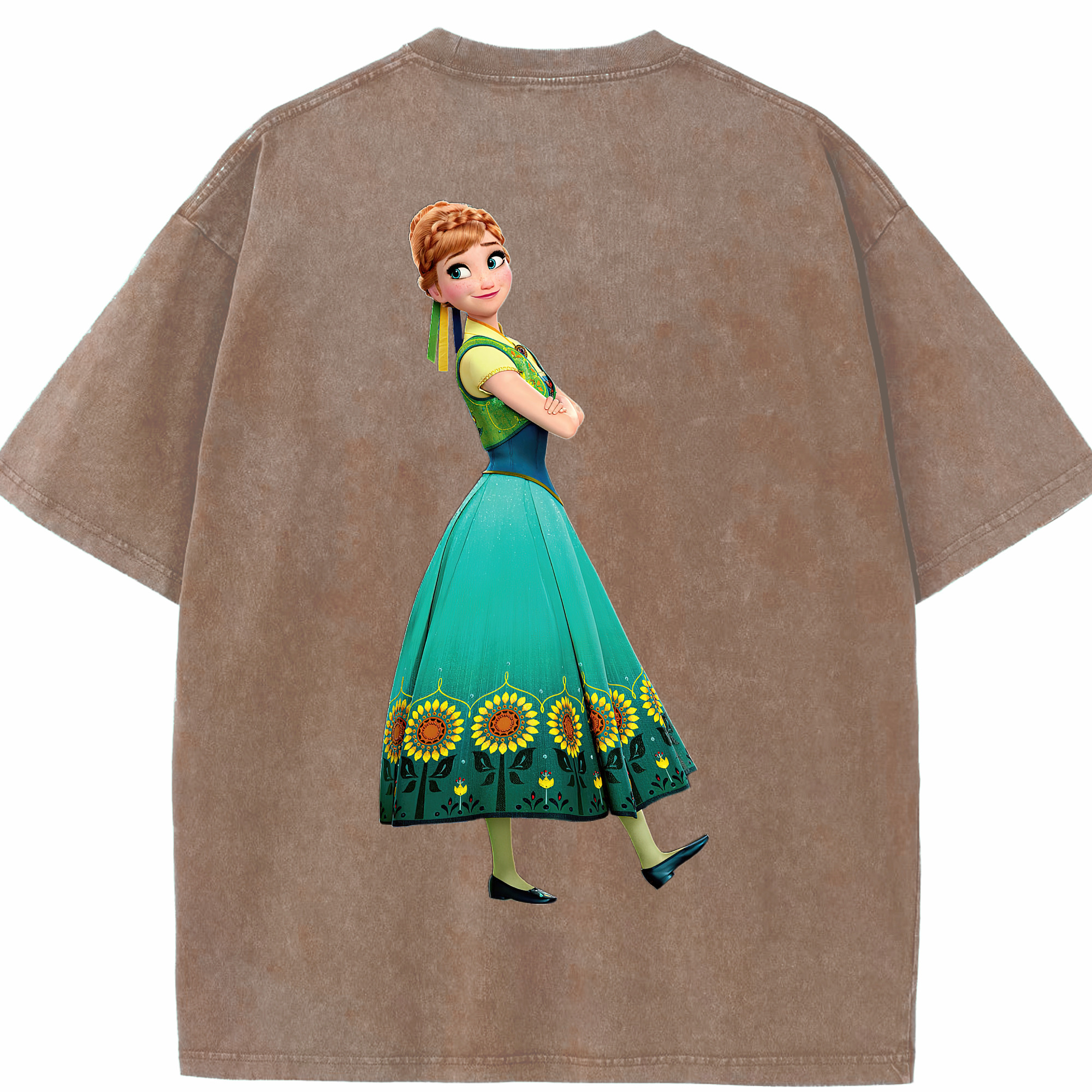 （画像用） アナと雪の女王 アンナ エルサ Frozen Anna Elsa 綿100% ヴィンテージ風 半袖Tシャツ（背面プリント）