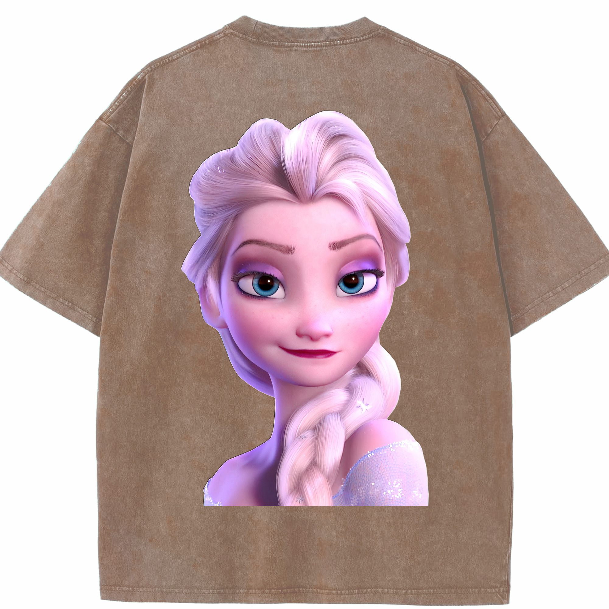 （画像用） アナと雪の女王 アンナ エルサ Frozen Anna Elsa 綿100% ヴィンテージ風 半袖Tシャツ（背面プリント）