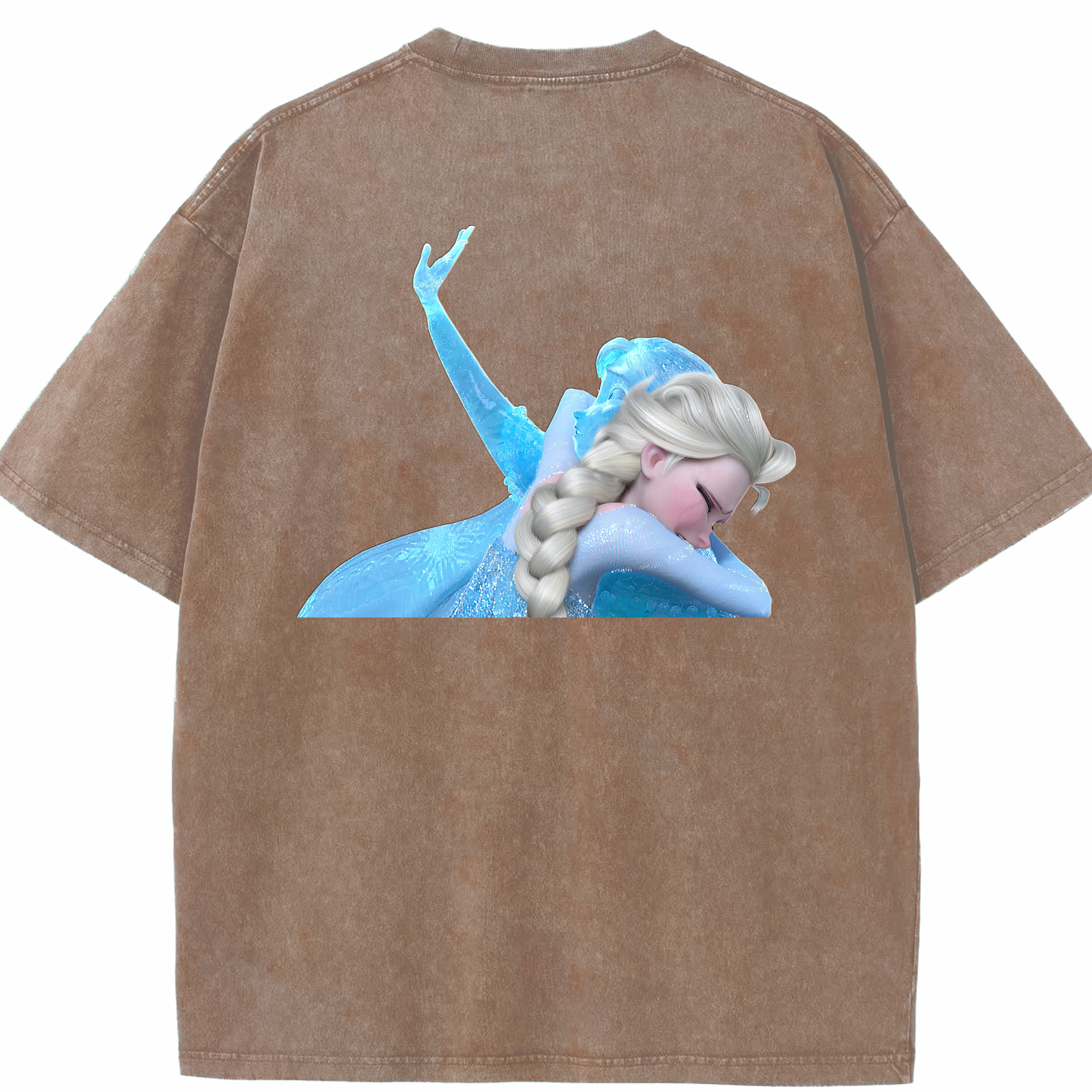 （画像用） アナと雪の女王 アンナ エルサ Frozen Anna Elsa 綿100% ヴィンテージ風 半袖Tシャツ（背面プリント）