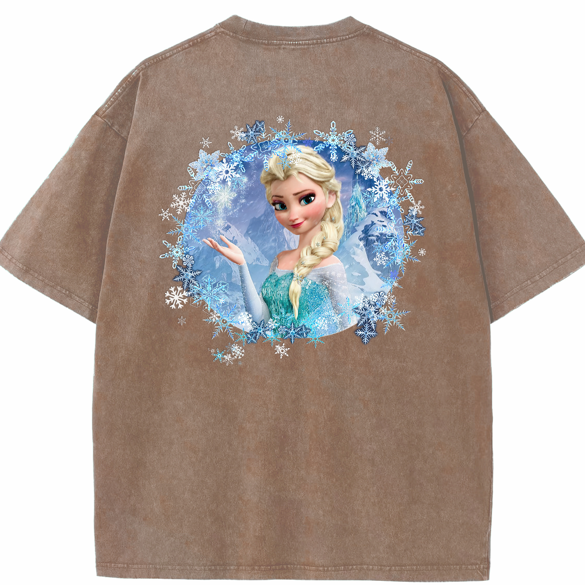 （画像用） アナと雪の女王 アンナ エルサ Frozen Anna Elsa 綿100% ヴィンテージ風 半袖Tシャツ（背面プリント）