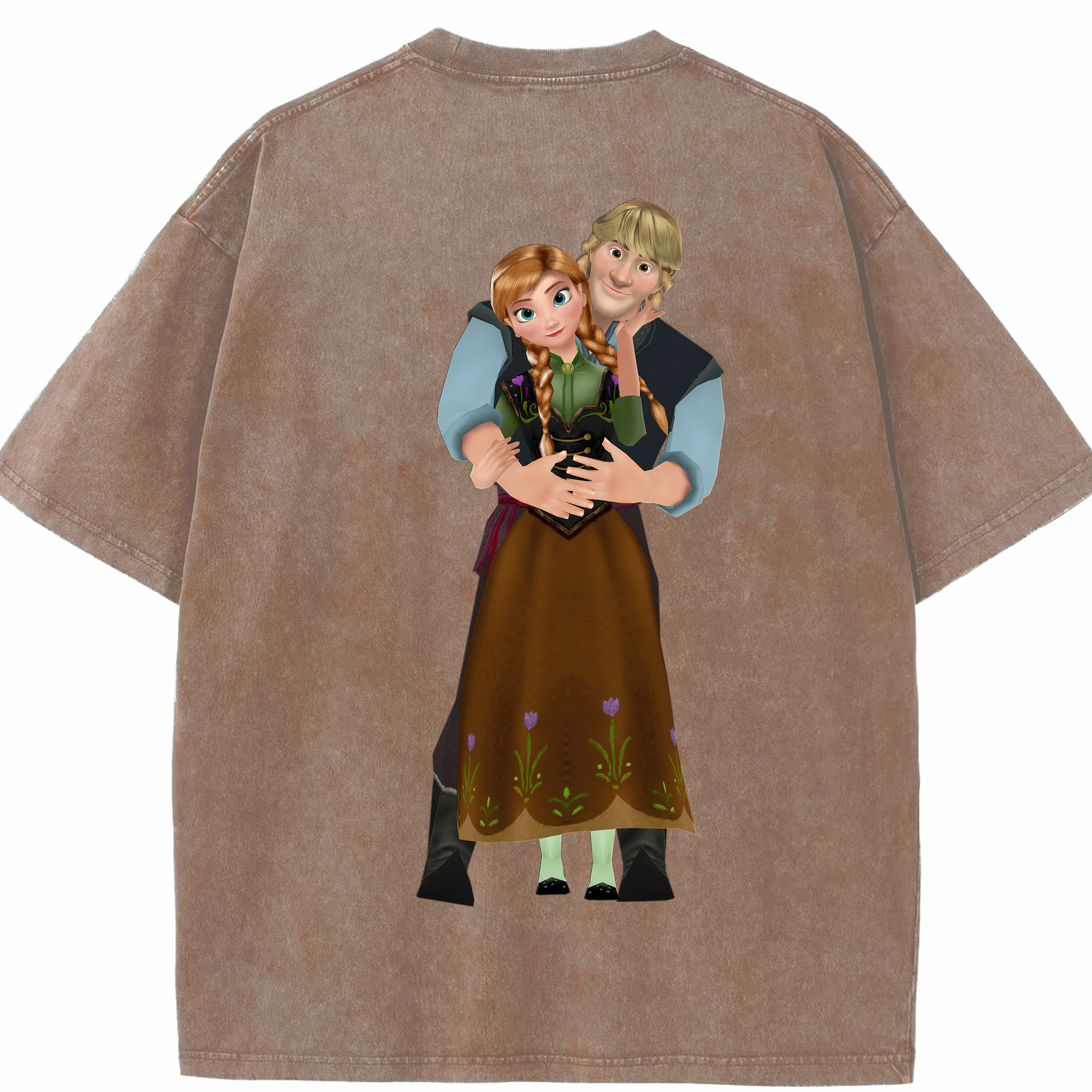 （画像用） アナと雪の女王 アンナ エルサ Frozen Anna Elsa 綿100% ヴィンテージ風 半袖Tシャツ（背面プリント）