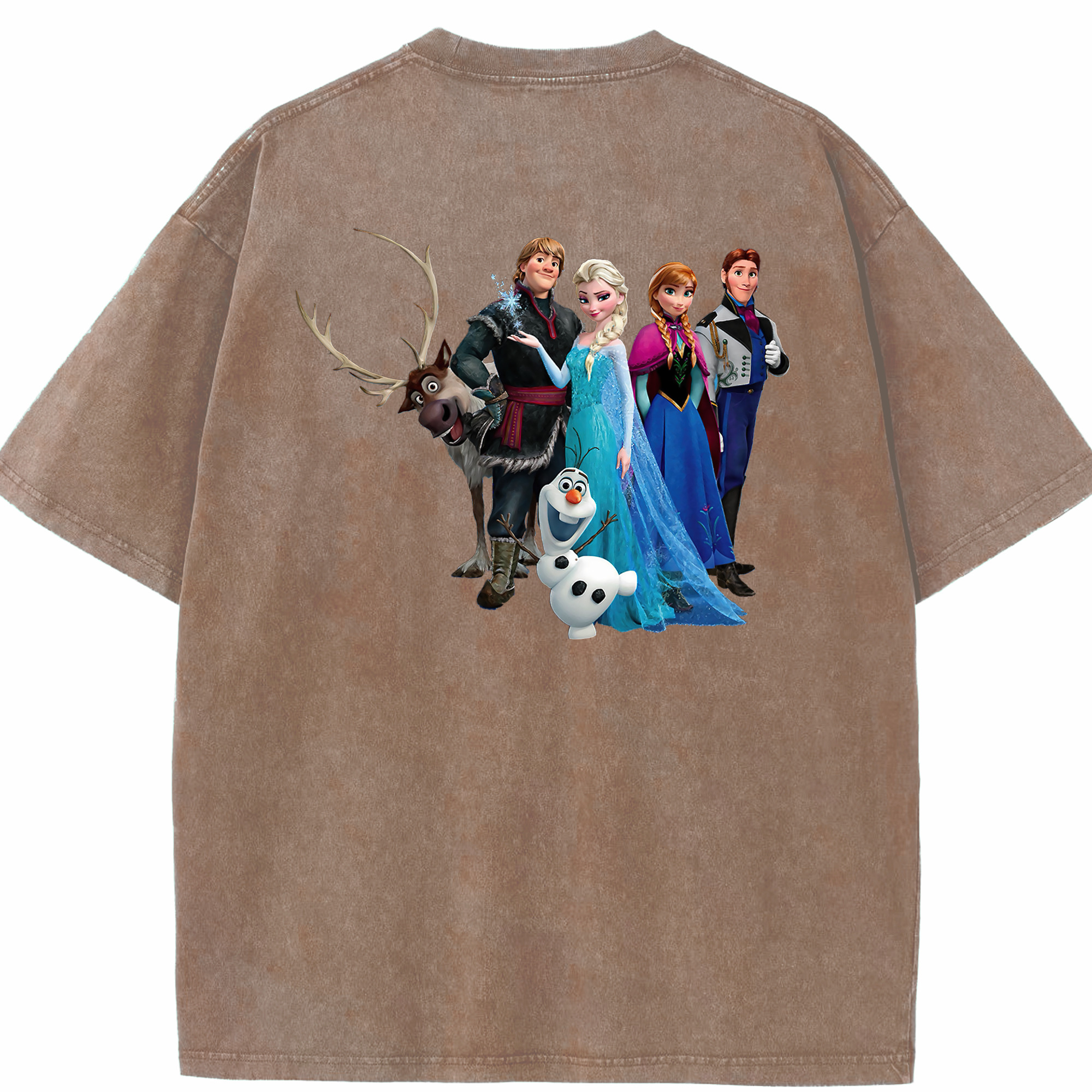 （画像用） アナと雪の女王 アンナ エルサ Frozen Anna Elsa 綿100% ヴィンテージ風 半袖Tシャツ（背面プリント）