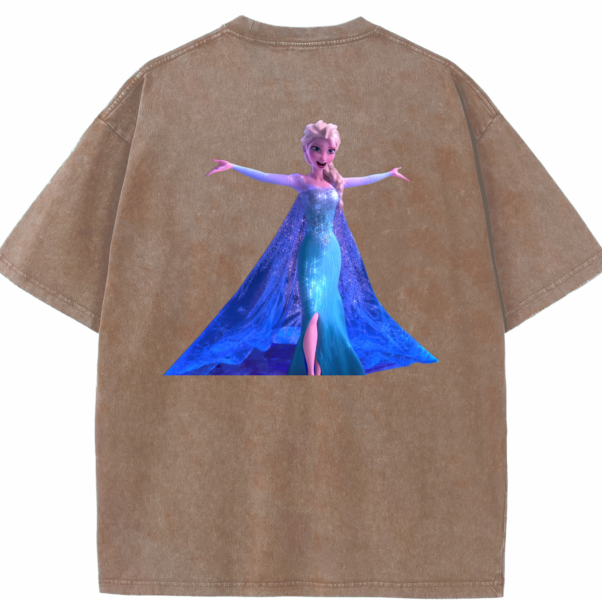 （画像用） アナと雪の女王 アンナ エルサ Frozen Anna Elsa 綿100% ヴィンテージ風 半袖Tシャツ（背面プリント）