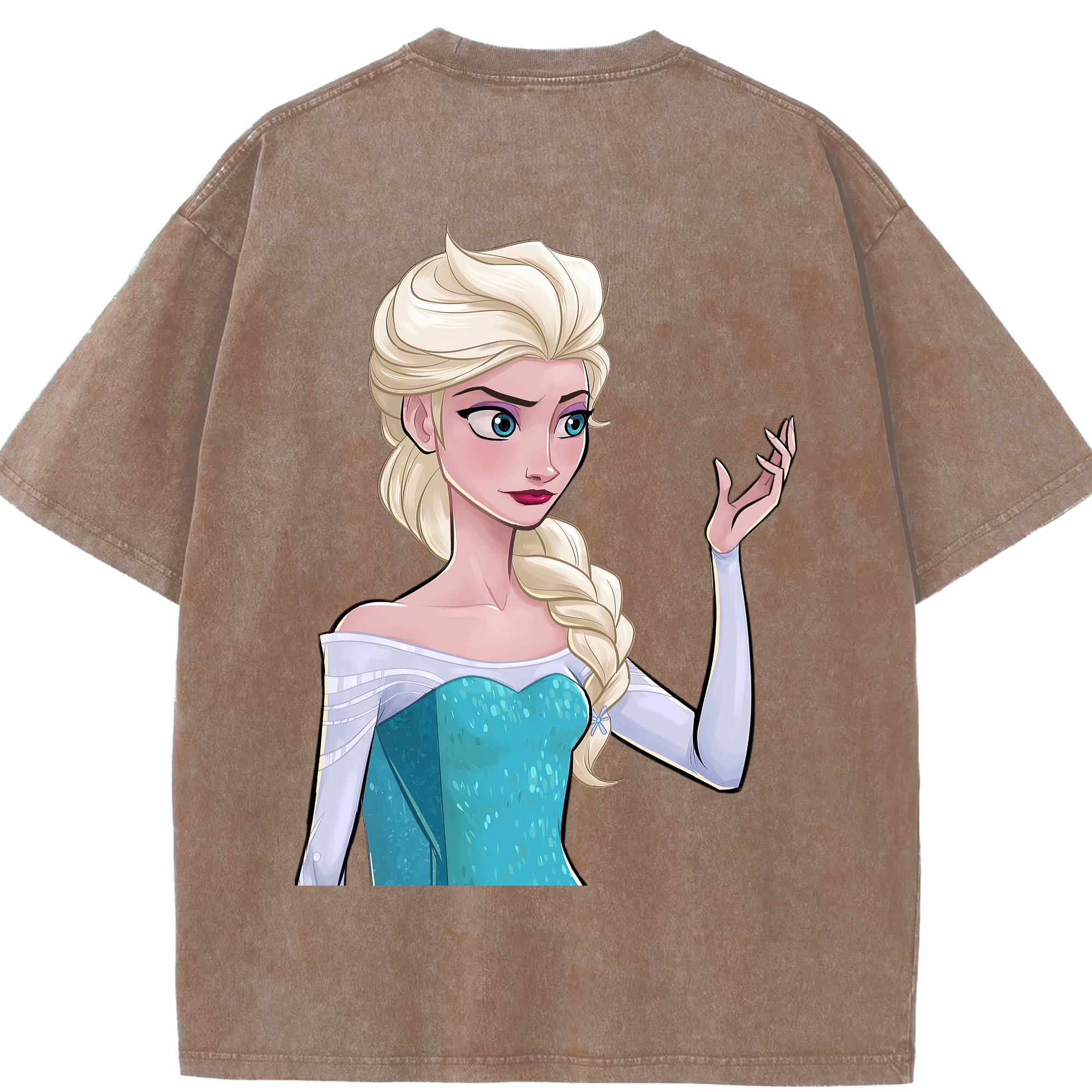（画像用） アナと雪の女王 アンナ エルサ Frozen Anna Elsa 綿100% ヴィンテージ風 半袖Tシャツ（背面プリント）