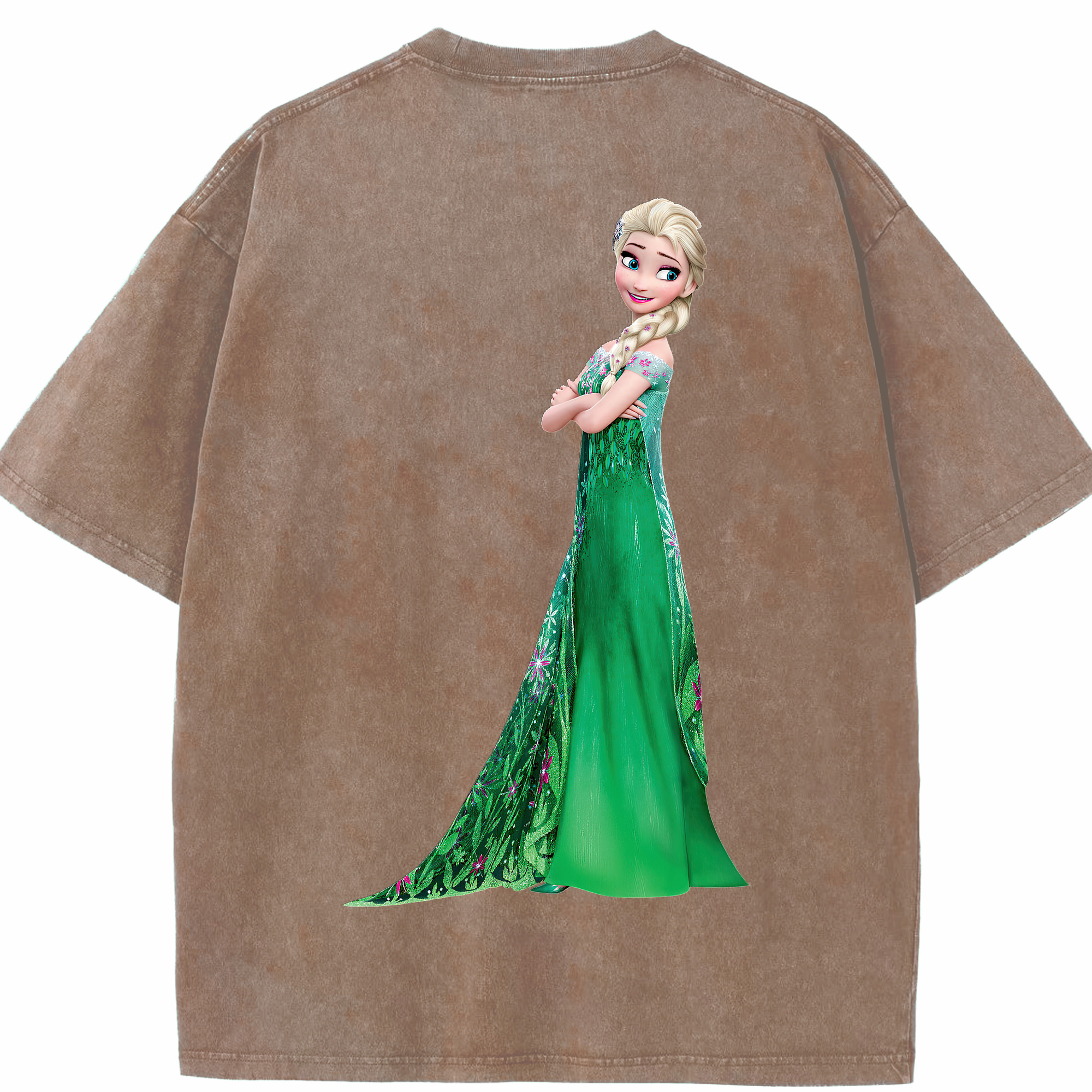 （画像用） アナと雪の女王 アンナ エルサ Frozen Anna Elsa 綿100% ヴィンテージ風 半袖Tシャツ（背面プリント）