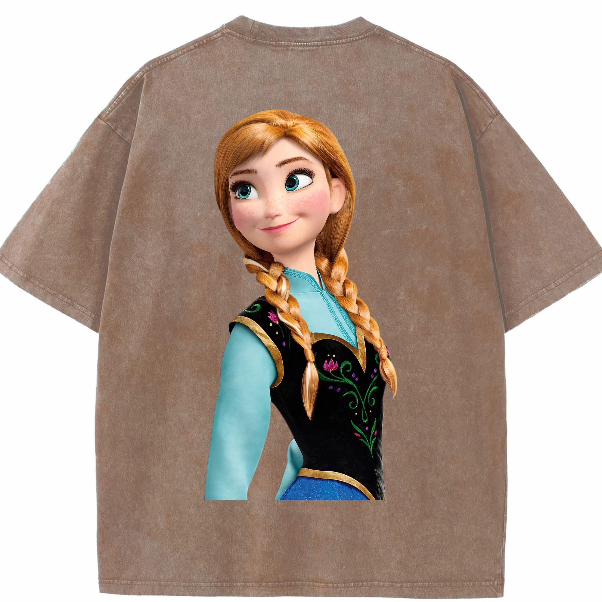 （画像用） アナと雪の女王 アンナ エルサ Frozen Anna Elsa 綿100% ヴィンテージ風 半袖Tシャツ（背面プリント）