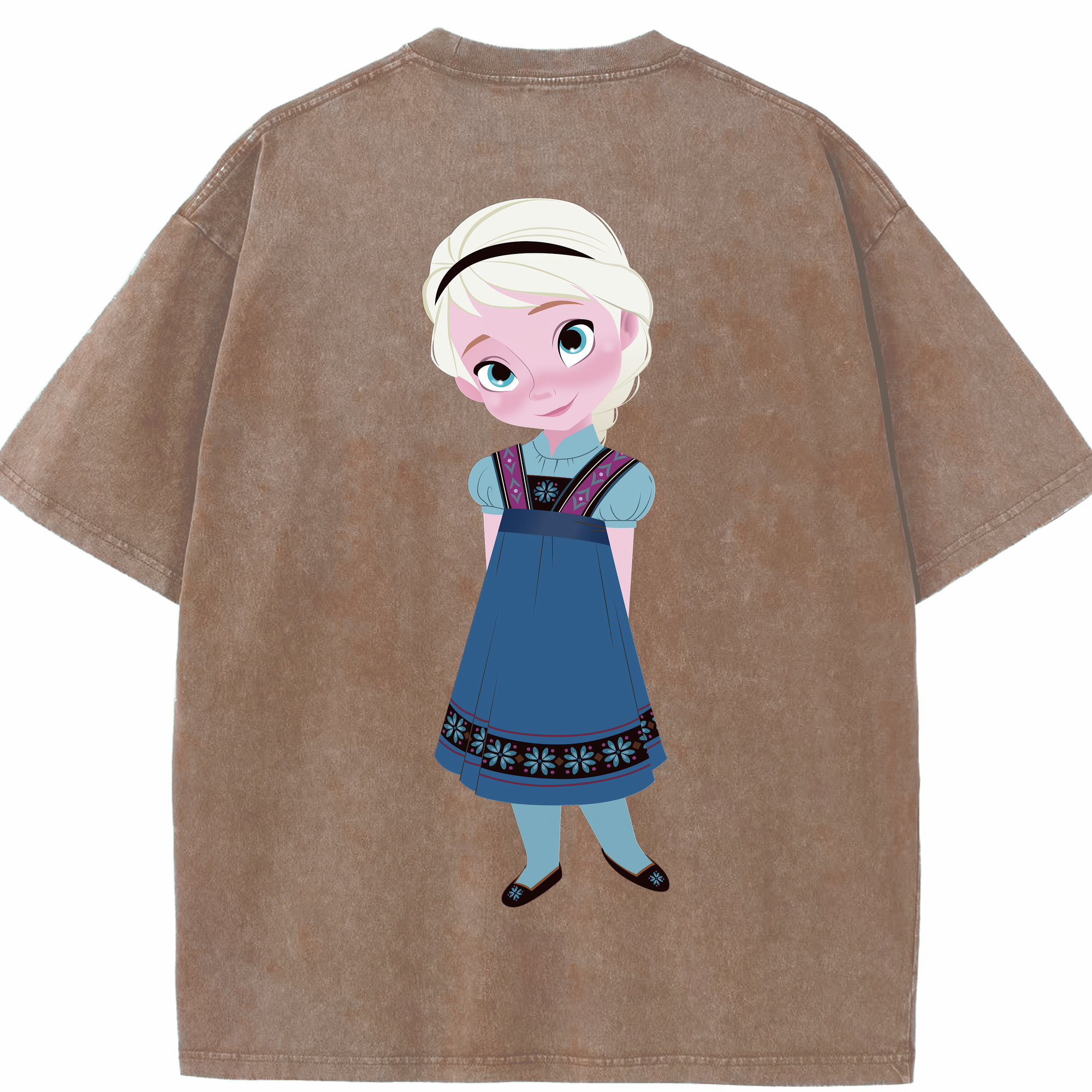 （画像用） アナと雪の女王 アンナ エルサ Frozen Anna Elsa 綿100% ヴィンテージ風 半袖Tシャツ（背面プリント）
